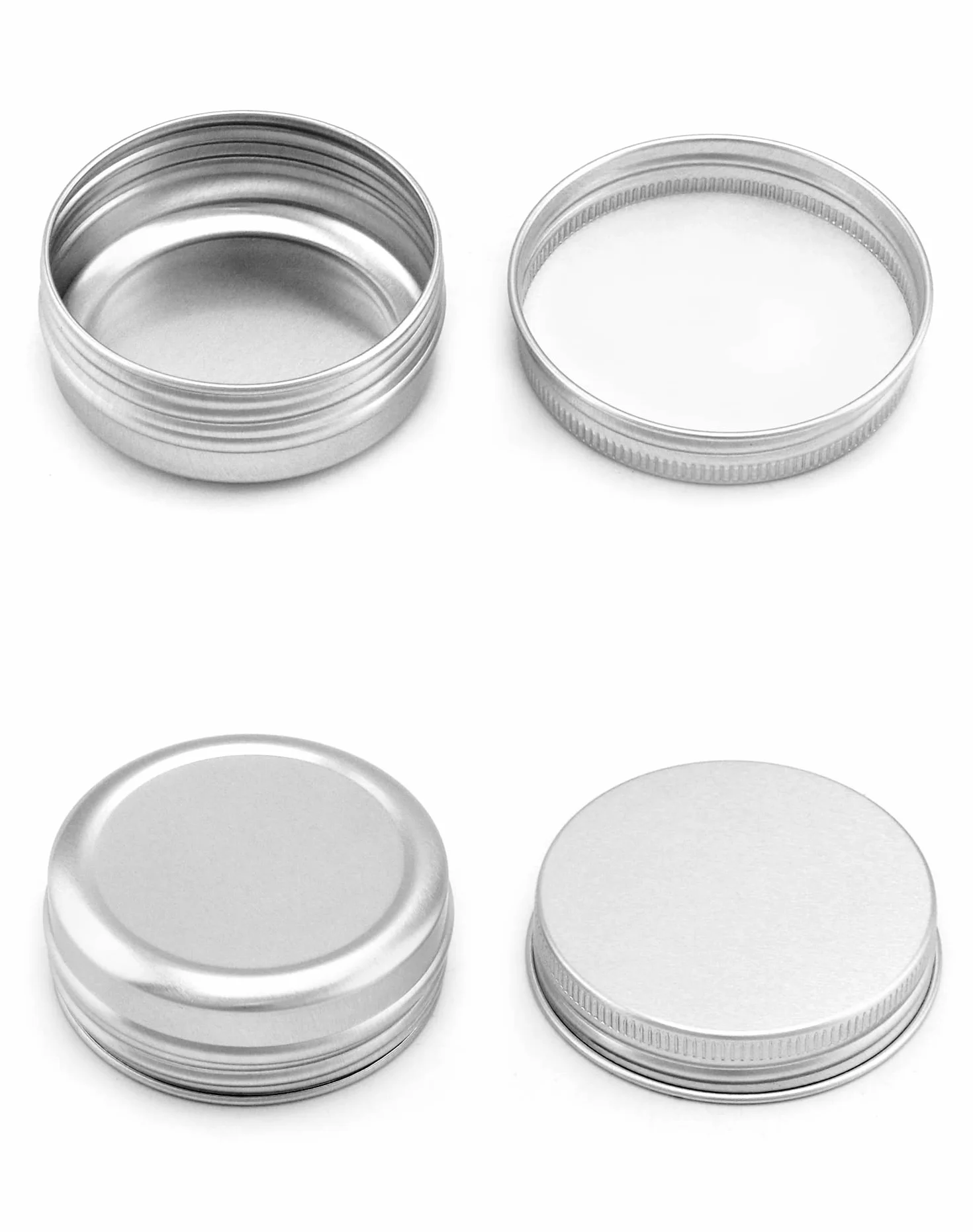 QWORK® Zestaw 24 aluminiowych słoików na kremy z pokrywkami, okrągłe puste słoiki do sortowania biżuterii w kremowym balsamie (60 ml)