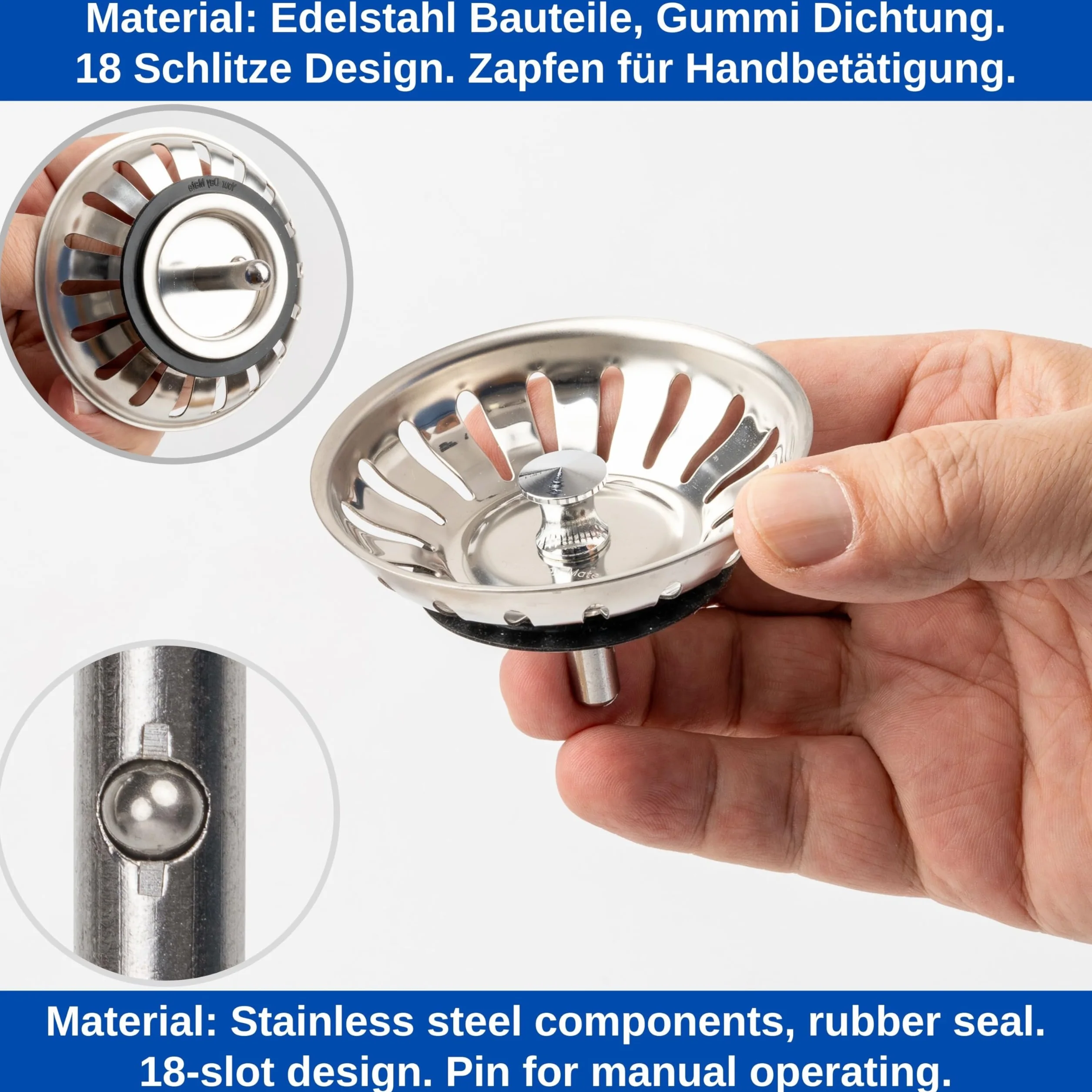 Kosz sitkowy do zlewu kuchennego Ø 79 mm zamiennik 125590 kompatybilny Blanco 3,5" czop 20 mm