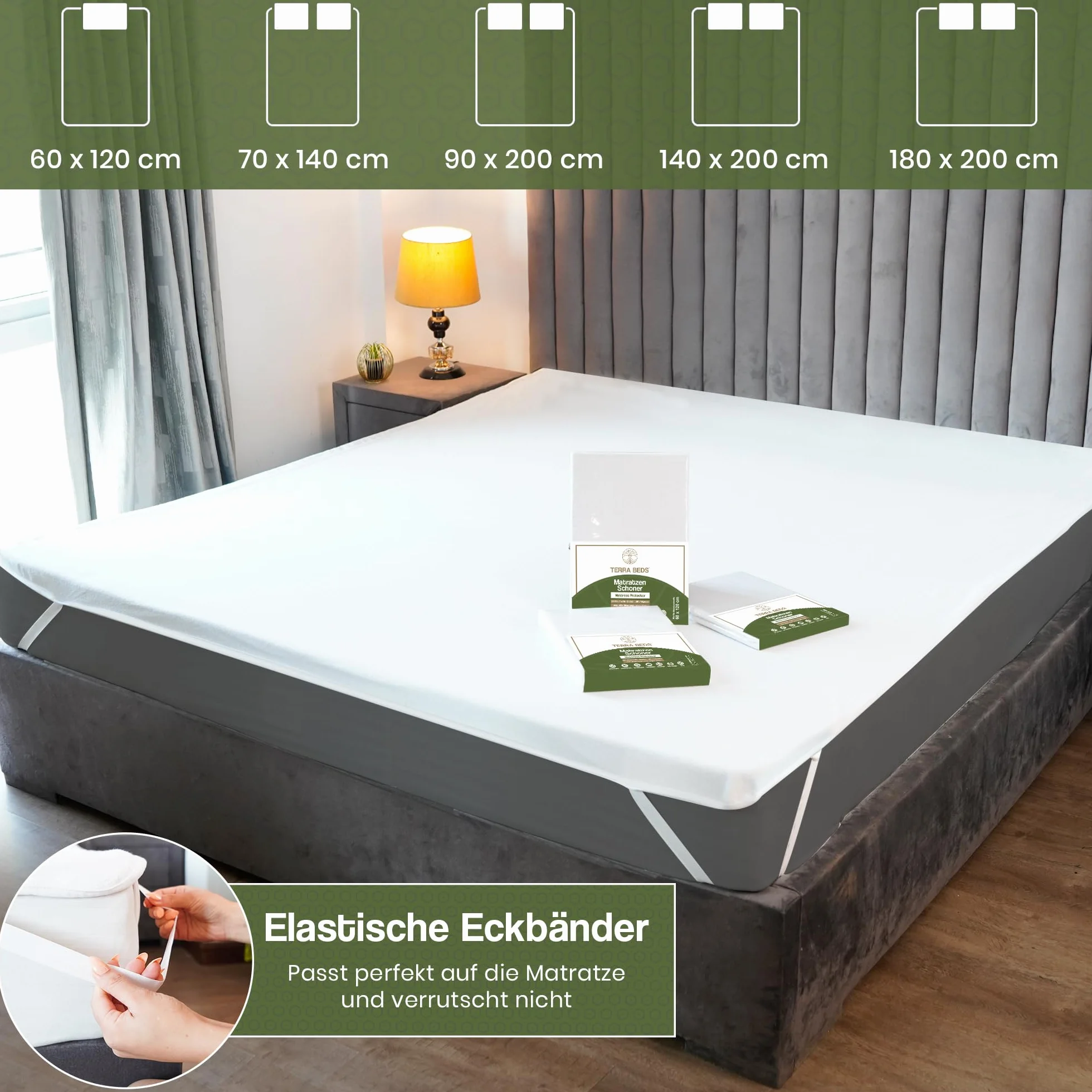 Terra Beds Ochraniacz na materac 90x200 cm wodoodporny bawełniany Oeko-Tex