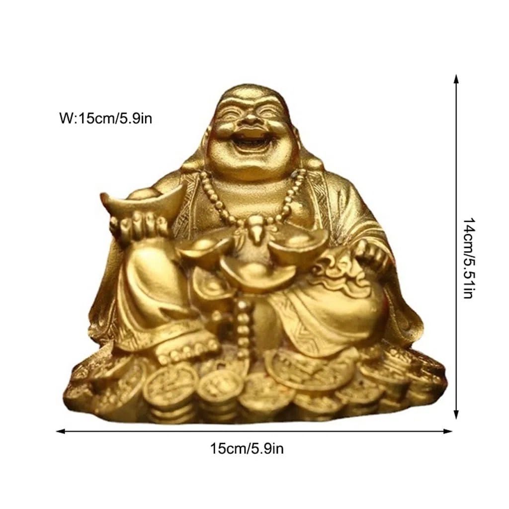 Posąg Buddy do wnętrz Ozdoby Buddy Maitreya Mosiądz Duży Brzuch Posąg Buddy Dekoracja Domu Bodhisattwa Feng Shui Dekoracja Medytująca Statua Buddy Rzeźba (M)