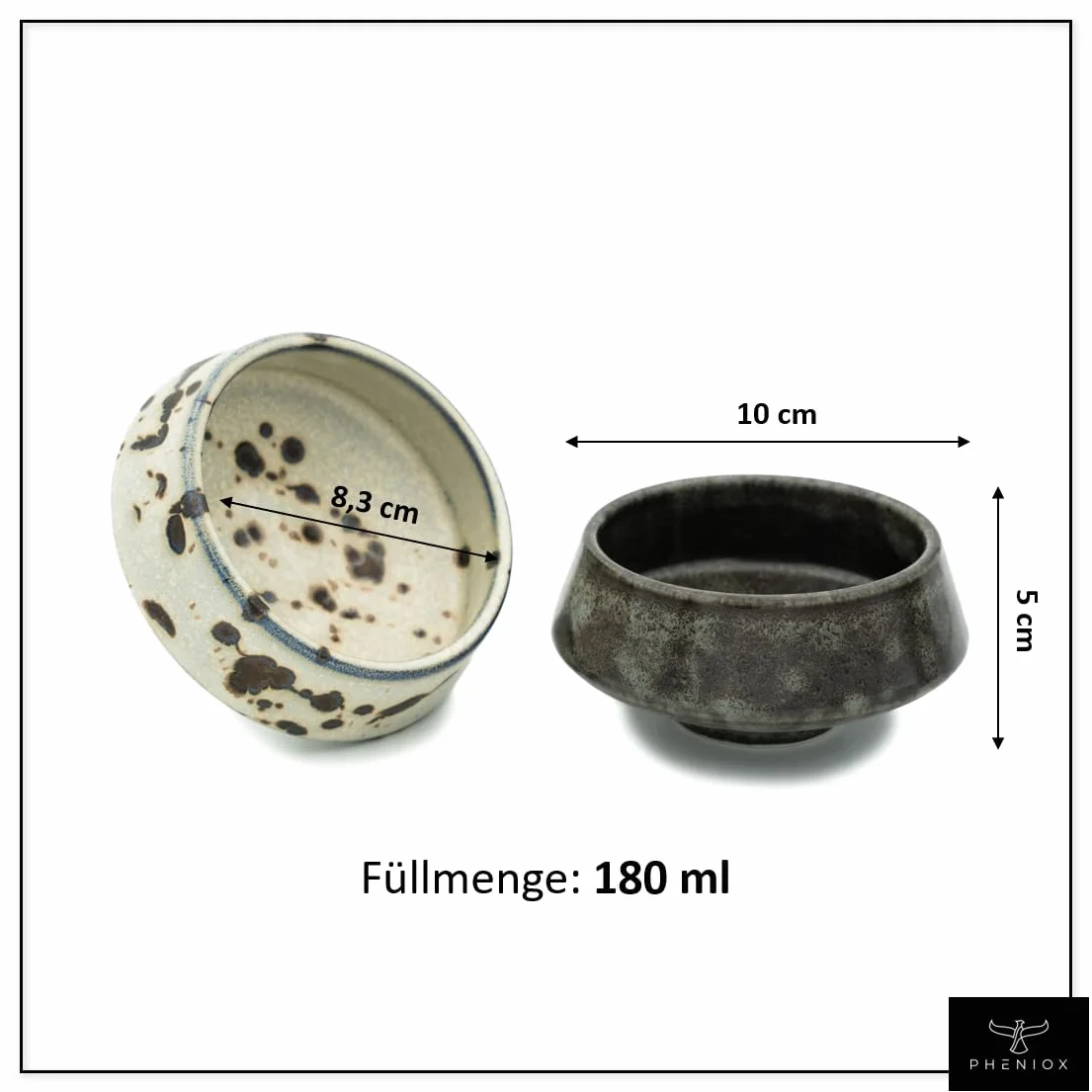 Pheniox | Zestaw filiżanek do cappuccino Barista – 2 x 180 ml | wysokiej jakości filiżanki do latte art z porcelany – filiżanki do kawy bez uchwytu | ponadczasowe, nowoczesne wzornictwo – nadają się