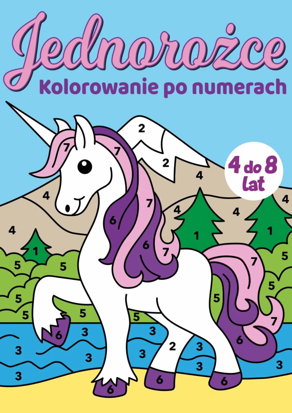Kolorowanie po numerach Jednorożce | Kolorowanka dla dzieci 4-8 lat