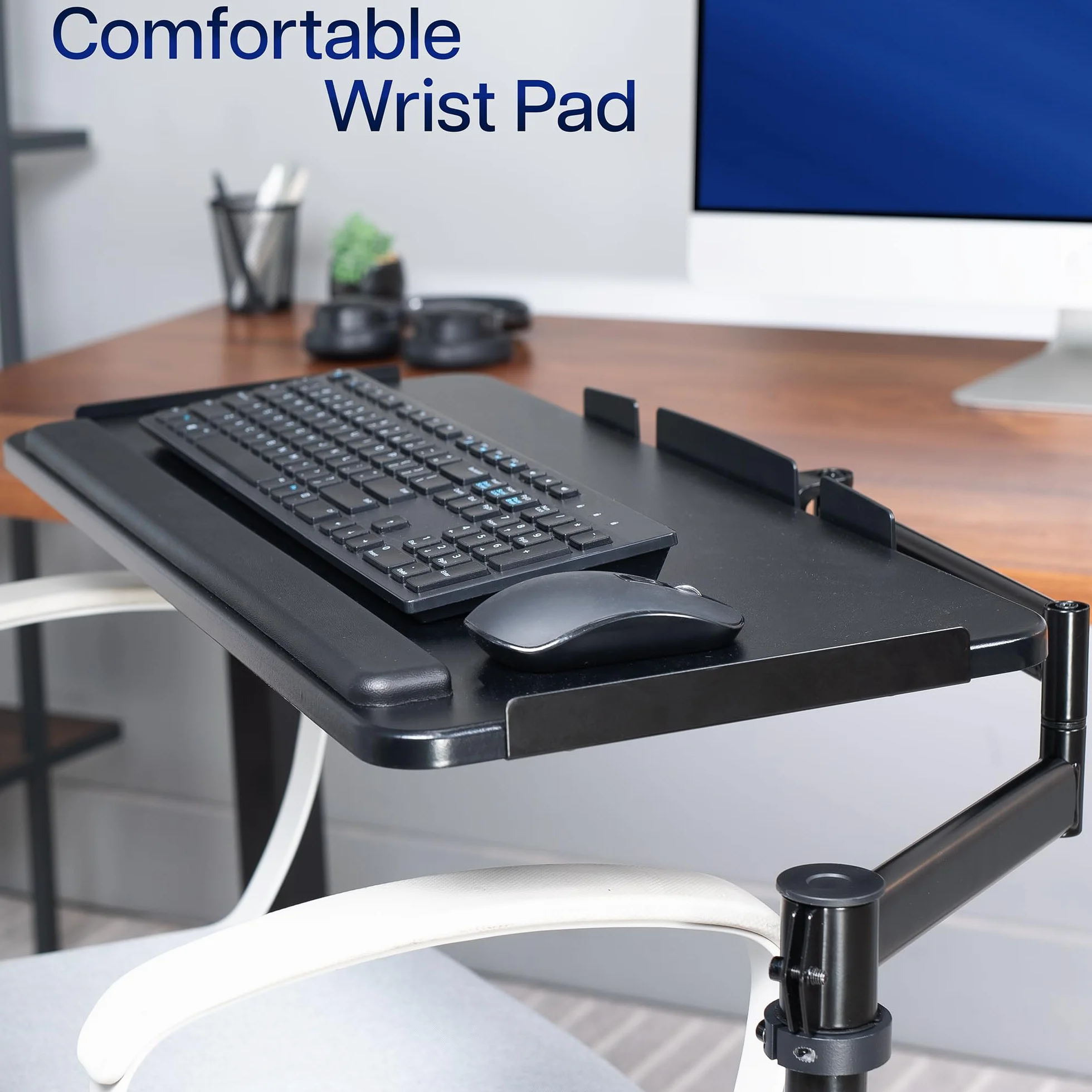 VIVO Krzesło biurowe montowane 26 x 12 cali Keyboard and Mouse Tray, Ergonomic Tilt, Full Motion 360 stopni, czarna, MOUNT-KB18CP