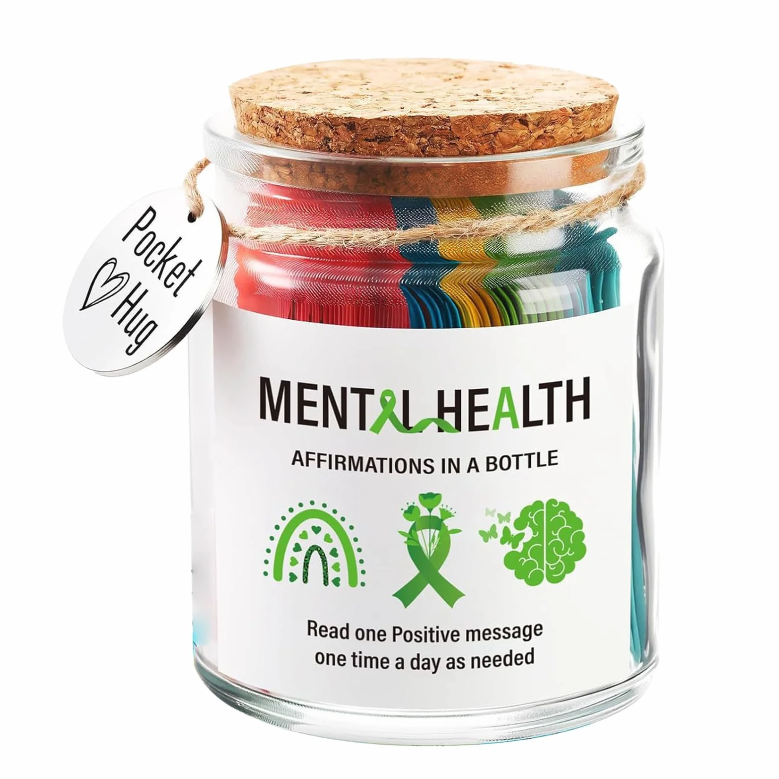 Positive Messages in a Bottle, Small Inspirational Jar, Motivational Support Cards, Uplifting Notes, Wellness Tool for Home Workplace Presents