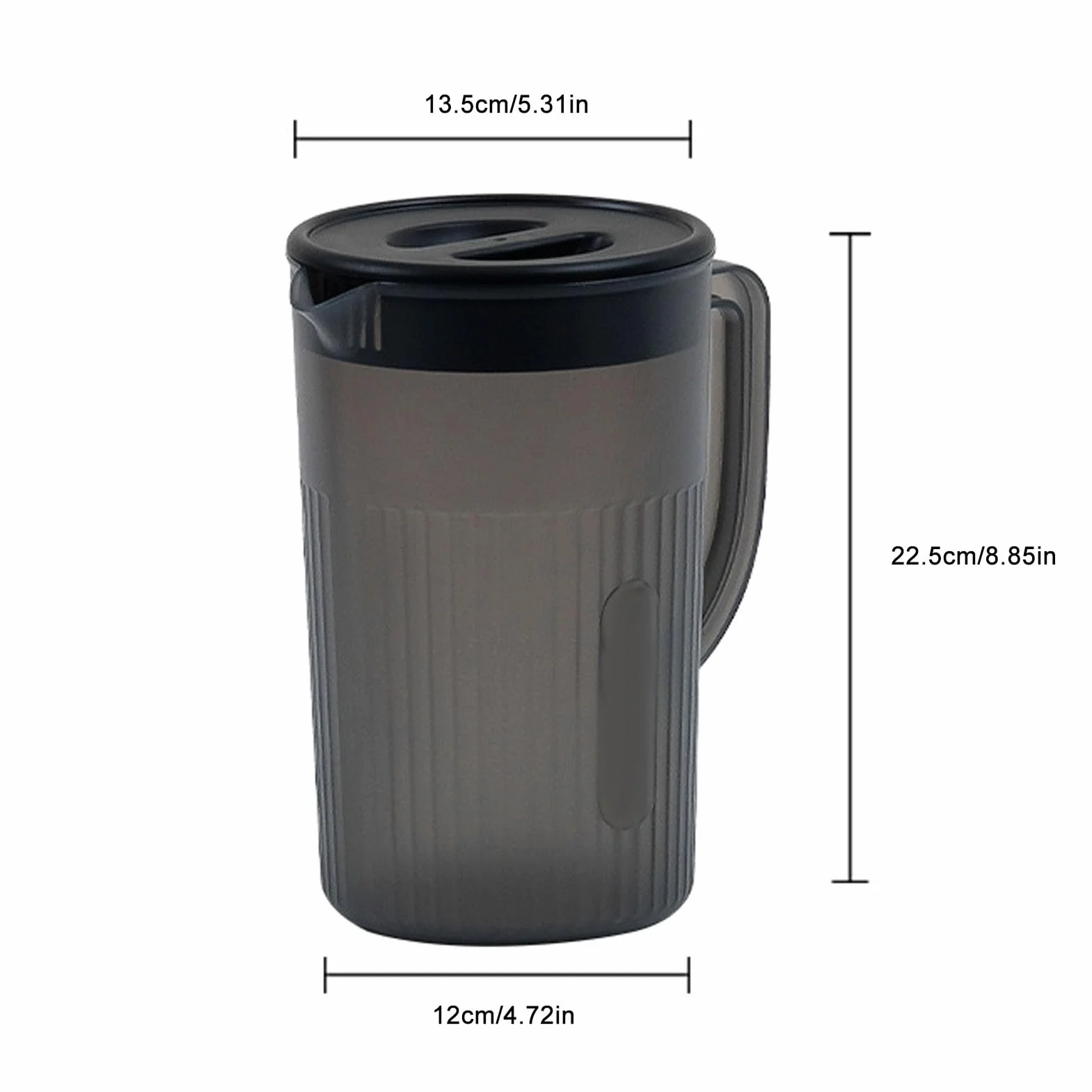 Fdit Plastikowy dzbanek na wodę, przezroczysty napój, dzbanek na mrożoną herbatę, gorąca, zimna woda, wino, kawa, mleko i sok, karafka, nocna karafka na wodę na biurko, sypialnia (czarna)