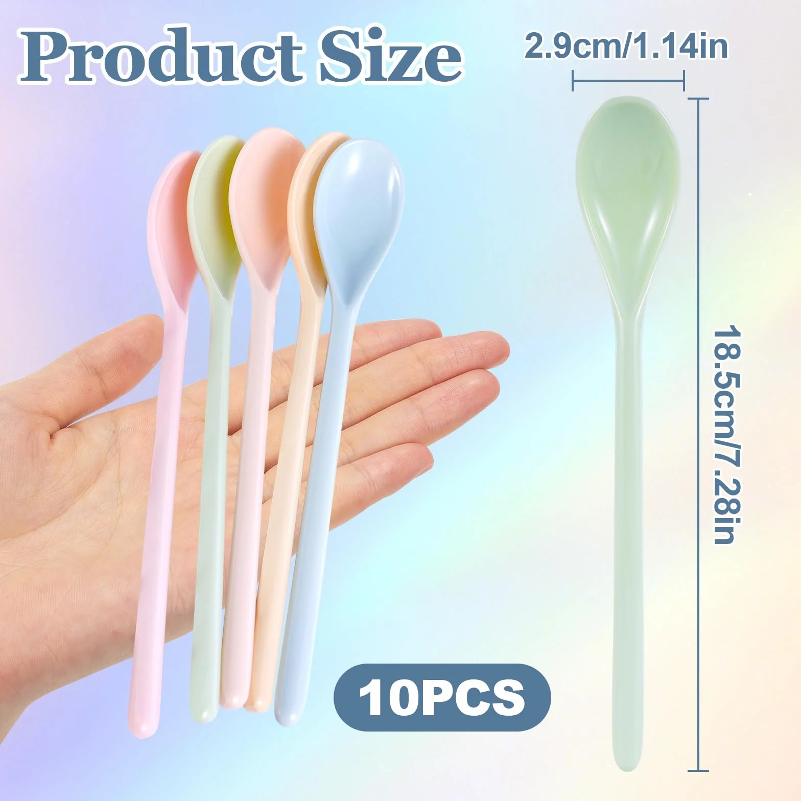 10 sztuk łyżek do jajek z tworzywa sztucznego, kolorowe plastikowe łyżeczki, długie łyżki z imitacji porcelany, długi uchwyt, łyżeczki do kawy, napojów, jogurtu, jajek i lodów