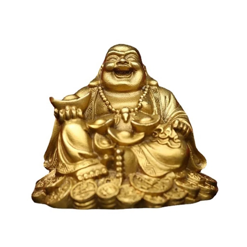 Posąg Buddy do wnętrz Ozdoby Buddy Maitreya Mosiądz Duży Brzuch Posąg Buddy Dekoracja Domu Bodhisattwa Feng Shui Dekoracja Medytująca Statua Buddy Rzeźba (M)