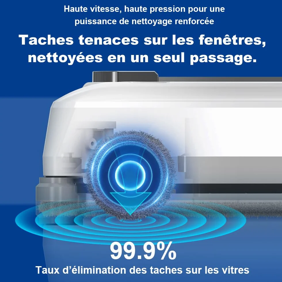 LIECTROUX Robot do mycia okien S9, 2 szczotki obrotowe, pompa natryskowa, 6 autobusów, silnik bezszczotkowy, ssanie 9KPa, bezramowe okna, 8 mikroprzełączników, lina + kabel 2 w 1, aplikacja i pilot