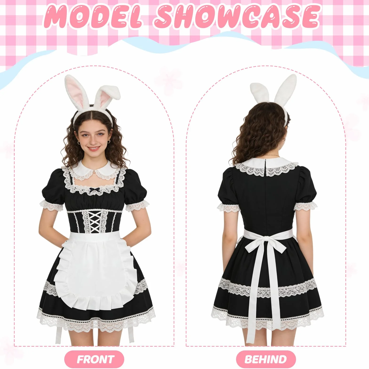 2 szt. Fartuch damski w talii, fartuch pokojówki, biały fartuch z falbankami dla panny młodej, średnie fartuchy dla pokojówki, do cosplay, kawiarni, odgrywania ról