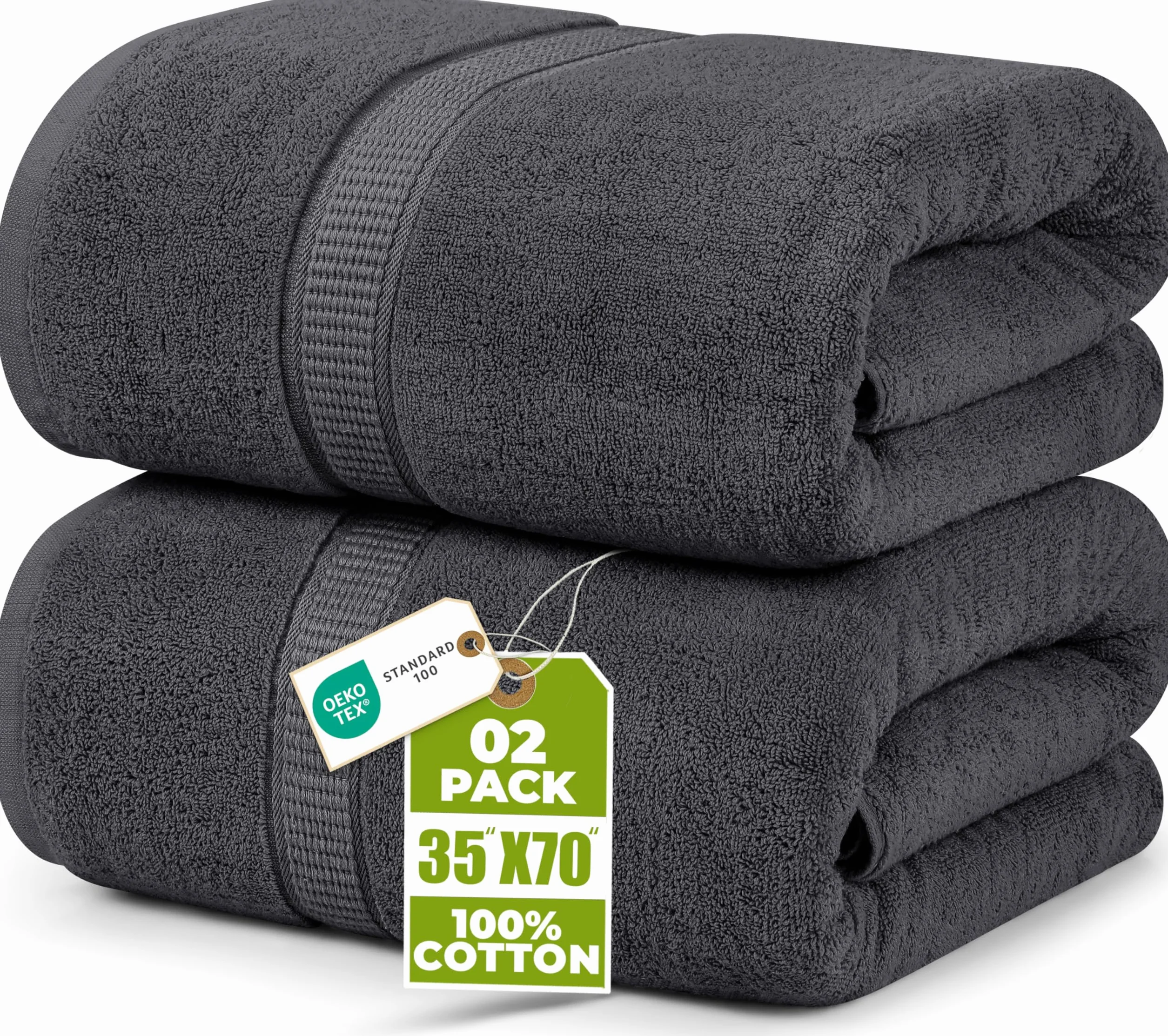 Utopia Towels - (Opakowanie 2 szt.) Luksusowy bardzo duży ręcznik kąpielowy - 100% czesana bawełna pierścieniowa, bardzo miękka i bardzo chłonna, grube duże ręczniki łazienkowe 90 x 180 CM (Szary)