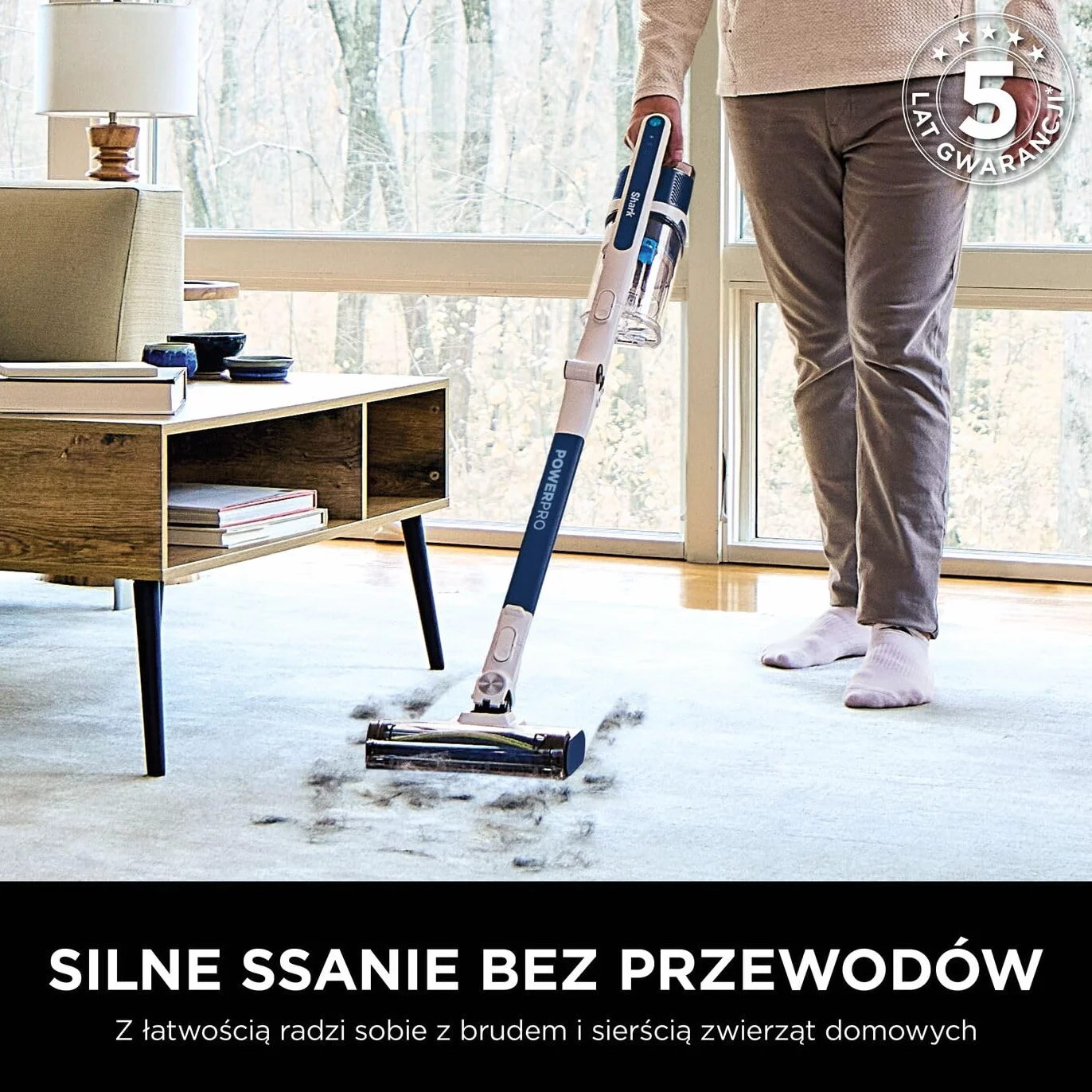 Shark PowerPro Odkurzacz bezprzewodowy, FloorDetect, Anti-Hair Wrap, Anti-Allergen Complete Seal, lekki, elastyczny, tryb ręczny, czas pracy 50 min, pojemnik na kurz XL, granatowy metaliczny, IZ380EU