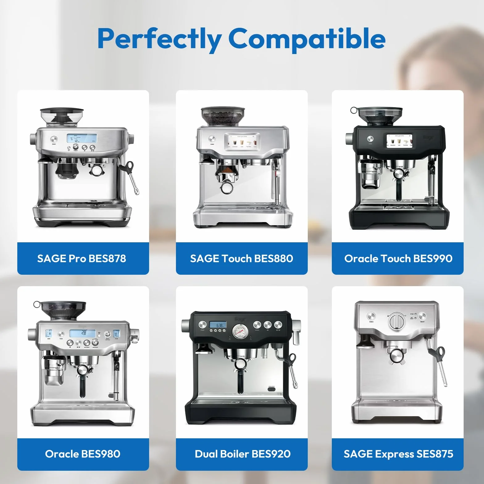 Filswa Wymienne filtry do wody do ekspresów do kawy Sage SES 990/980/500/878/875/880/920/810, kompatybilne z modelami BES008, Barista Express, Pro, Touch, Bambino, Oracle
