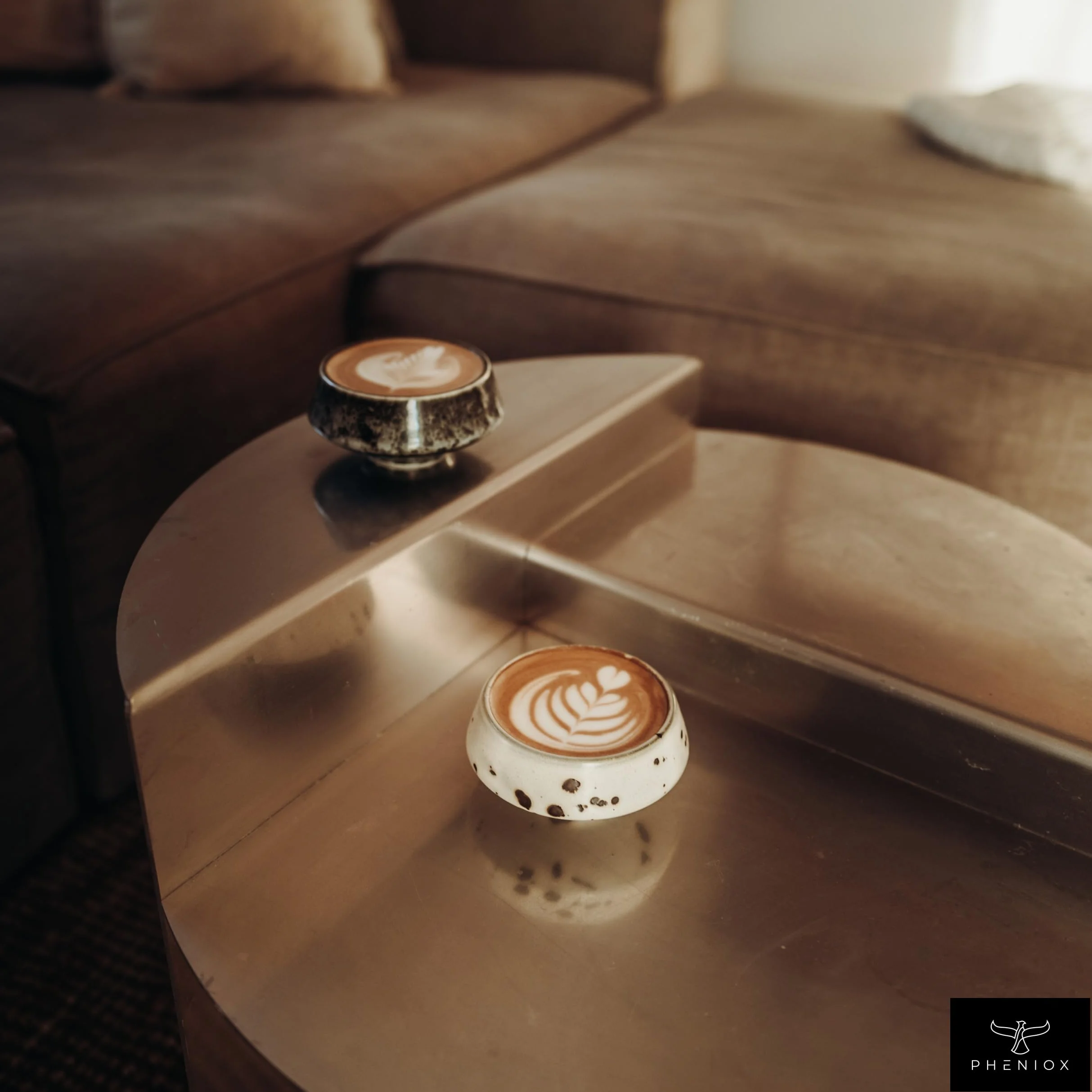Pheniox | Zestaw filiżanek do cappuccino Barista – 2 x 180 ml | wysokiej jakości filiżanki do latte art z porcelany – filiżanki do kawy bez uchwytu | ponadczasowe, nowoczesne wzornictwo – nadają się