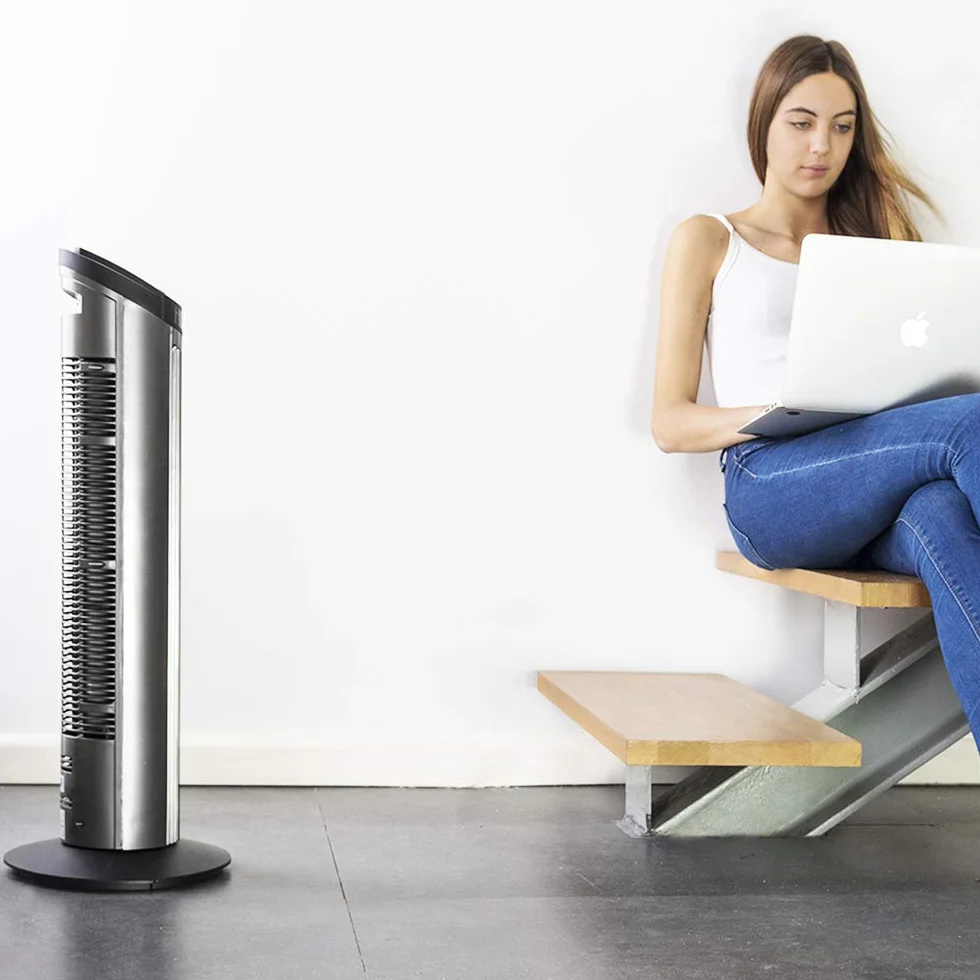 Cecotec EnergySilence 890 Skyline Cyfrowy wentylator wieżowy z zegarem. 50 W, 30 '' (76 cm) wysoki, oscylacyjny, miedziany silnik, 3 prędkości, 3 tryby, czarny