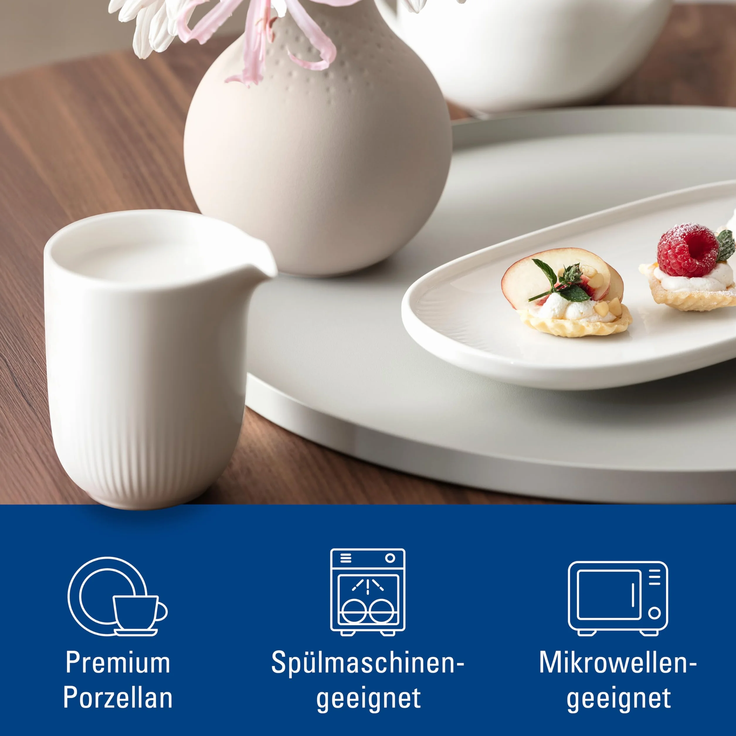 Villeroy & Boch - Afina mlecznik/sosjerka, dzbanuszek do mleka, śmietany i sosów, można myć w zmywarce, można używać w kuchence mikrofalowej, porcelana Premium Made in Germany, biały