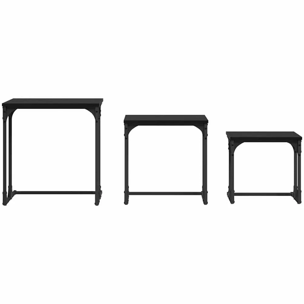 vidaXL Stolik Kawowy Nesting 3 pcs Czarny dąb Materiał drewnopochodny Kompaktowe