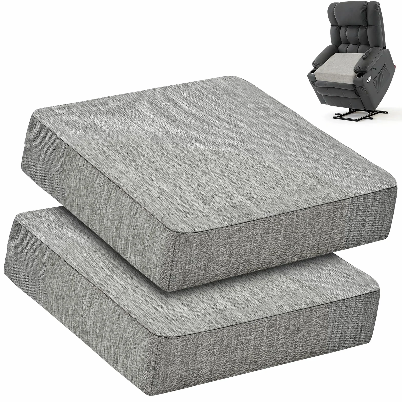 LIROPAU Zestaw 2 poduszek do siedzenia 50 x 50 x 12,7 cm pianka z pamięcią kształtu