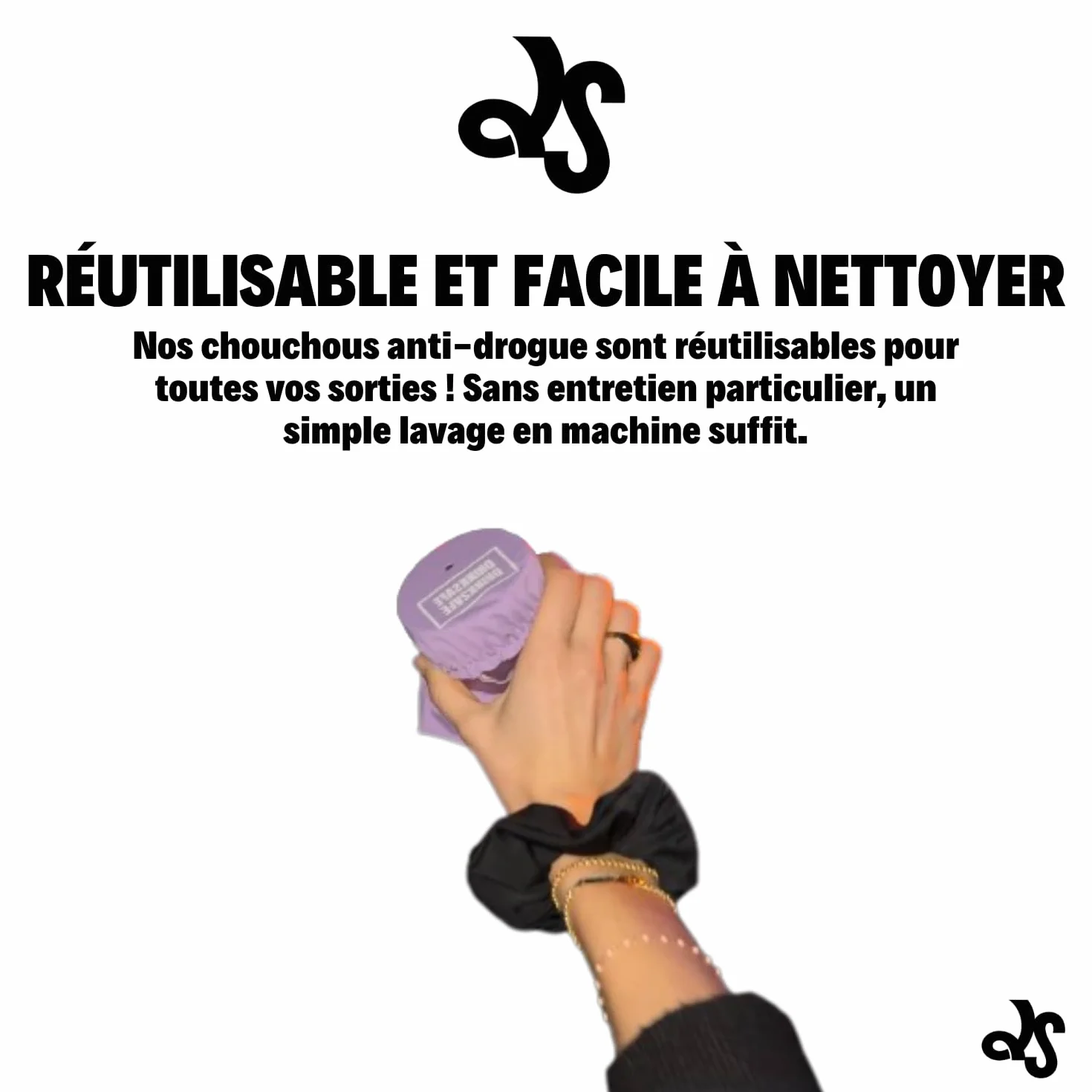 Antynarkotykowa scrunchie do włosów chroniąca szkło wielokrotnego użytku czarna