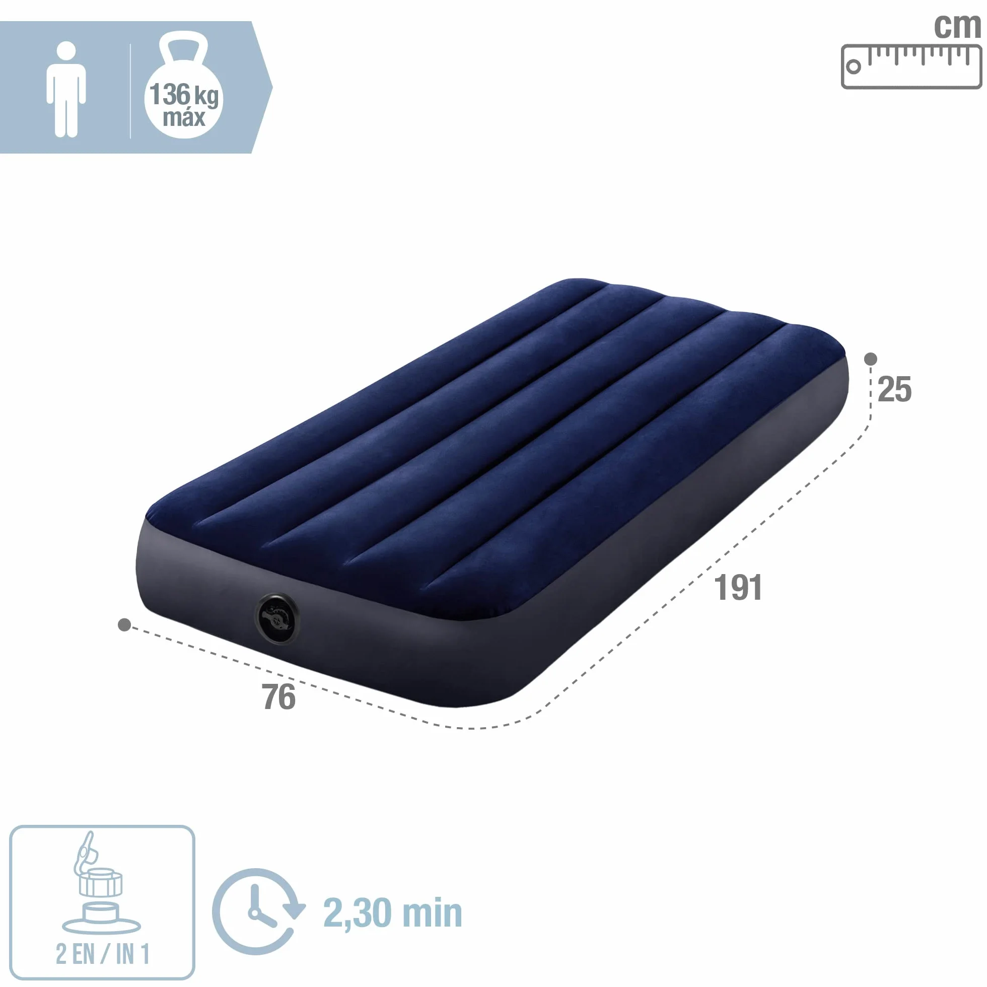 Intex Materac, Granatowy/Czarny, 191 x 76 x 25 cm