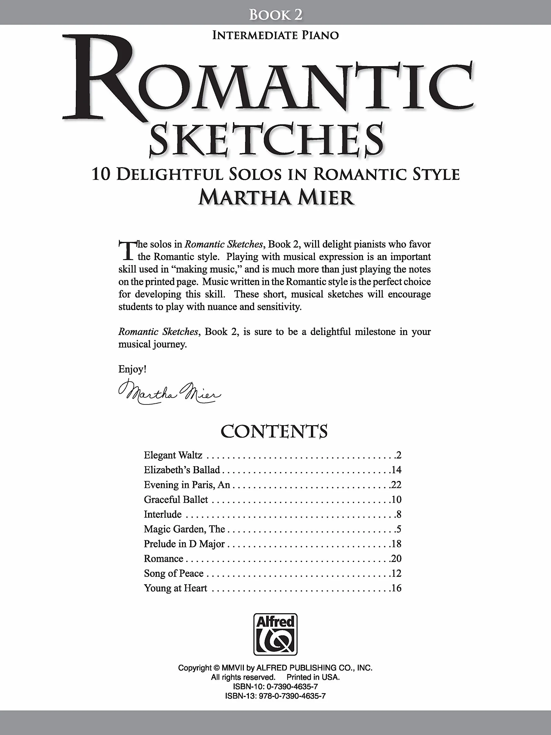 Mier martha romantic sketches piano book 2: 10 Delightful Solos in Romantic Style