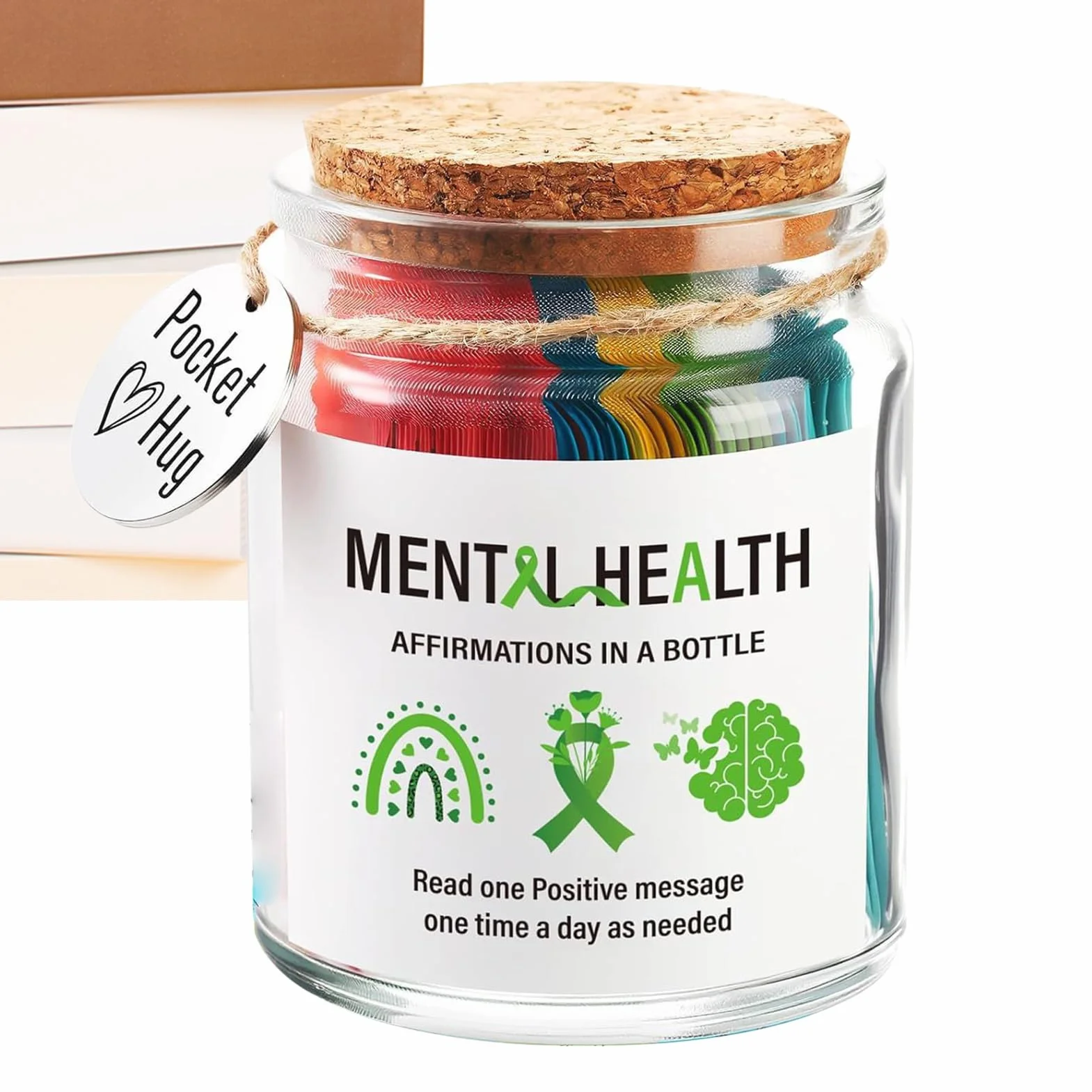 Positive Messages in a Bottle, Small Inspirational Jar, Motivational Support Cards, Uplifting Notes, Wellness Tool for Home Workplace Presents
