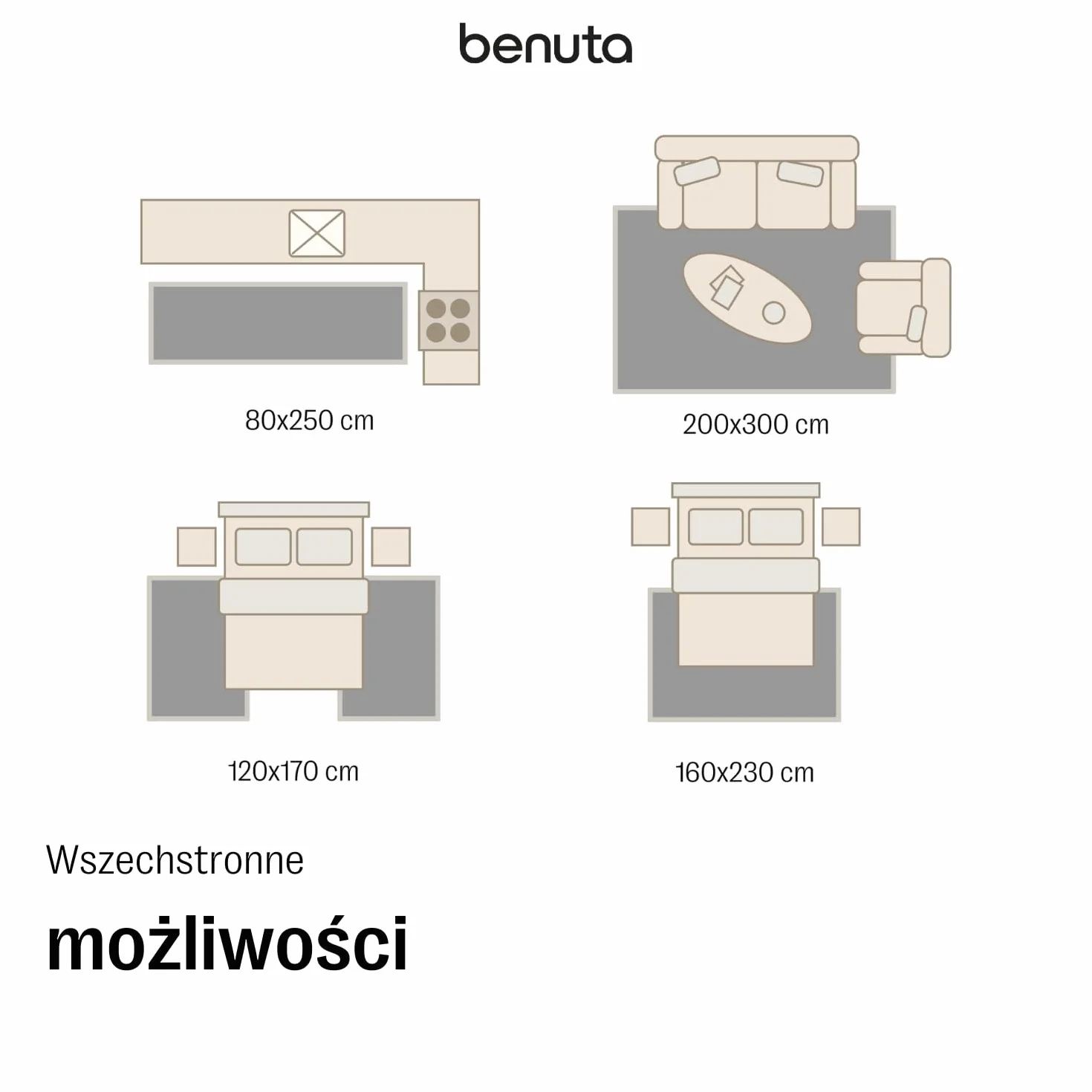 benuta Basic Dywan In & Outdoor Iowa - Kremowy 160x230 cm - Boho juta - Wodoodporny UV balkon, taras, ogród, kuchnia, salon - Trwały