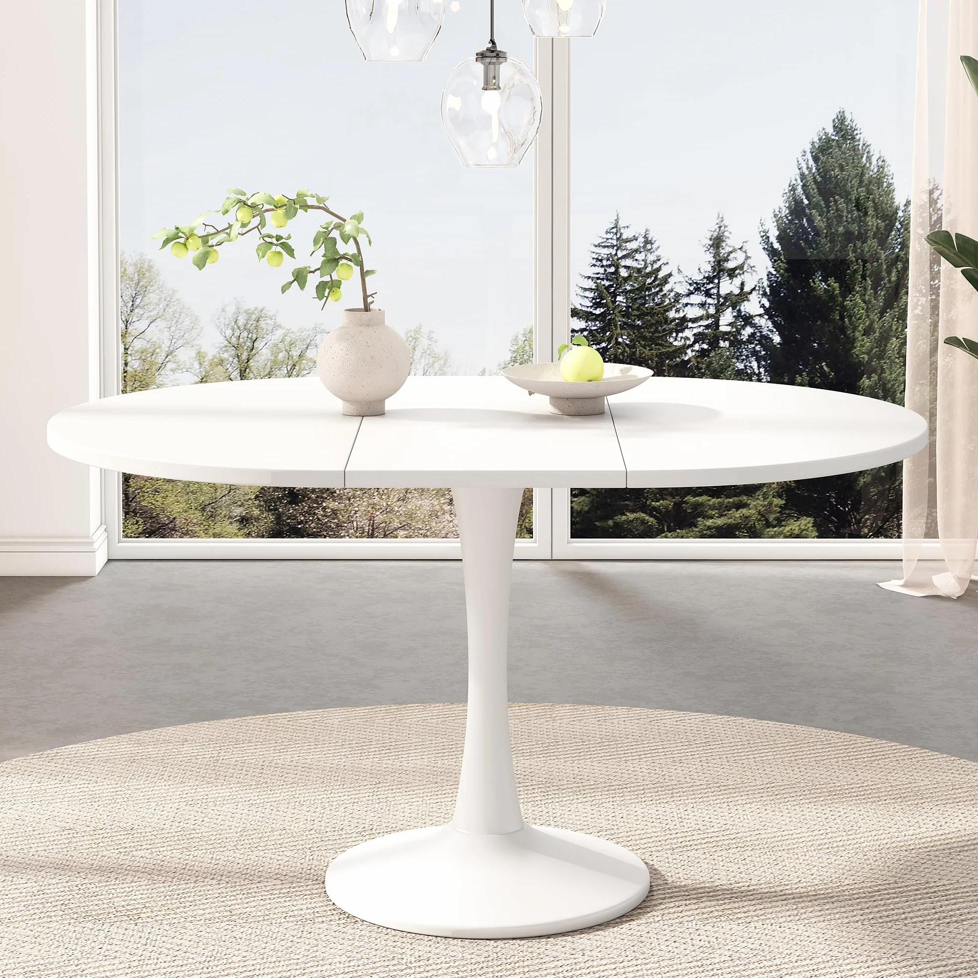 Okrągły stół rozkładany 100-140 cm biały do jadalni