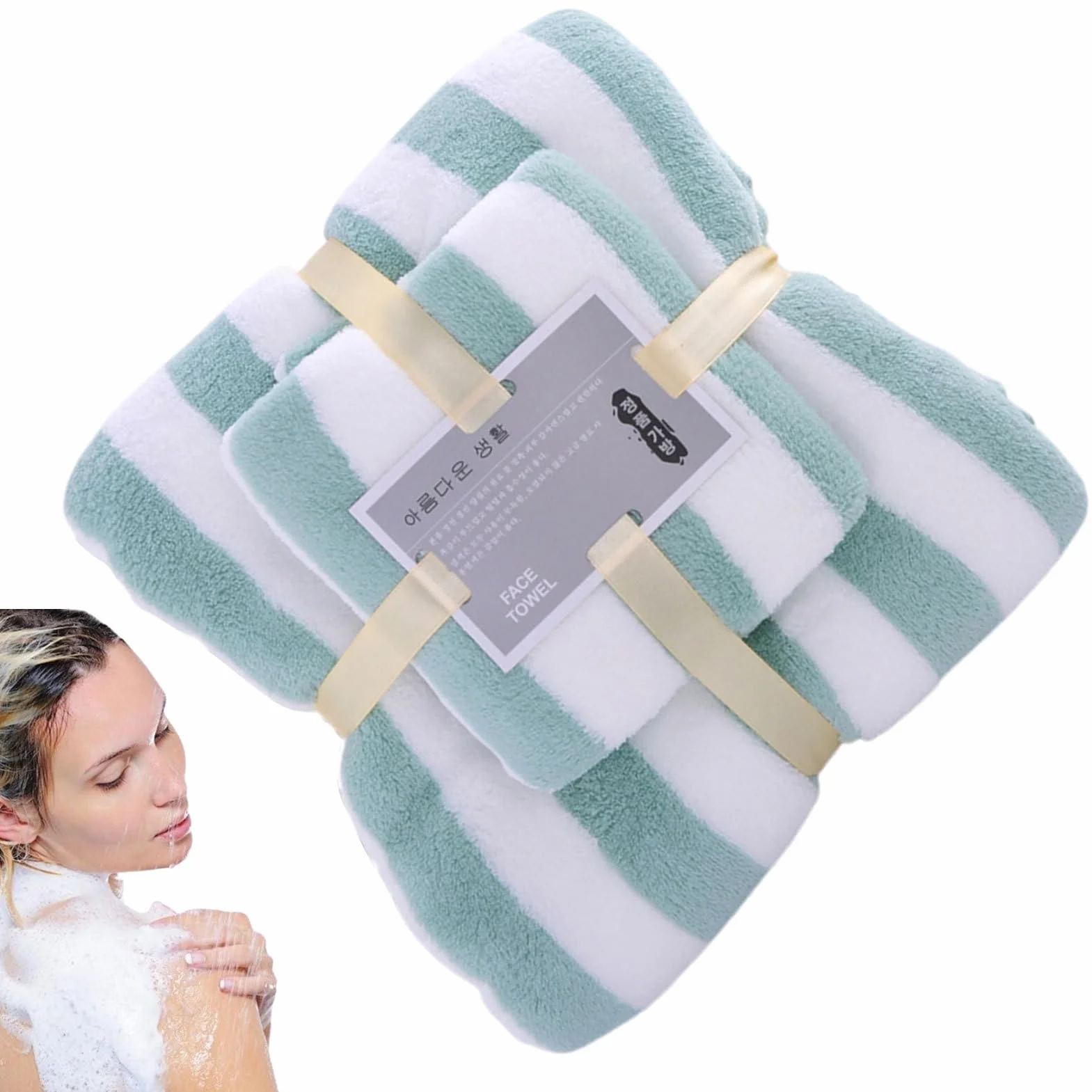 Towel Set, Absorbent Bath Towels, 29.5x13.7in Soft Washcloth Collection, Camping Cotton Material Quick-Dry, Soft Showering Washcloths for Gym Beach Pool Use