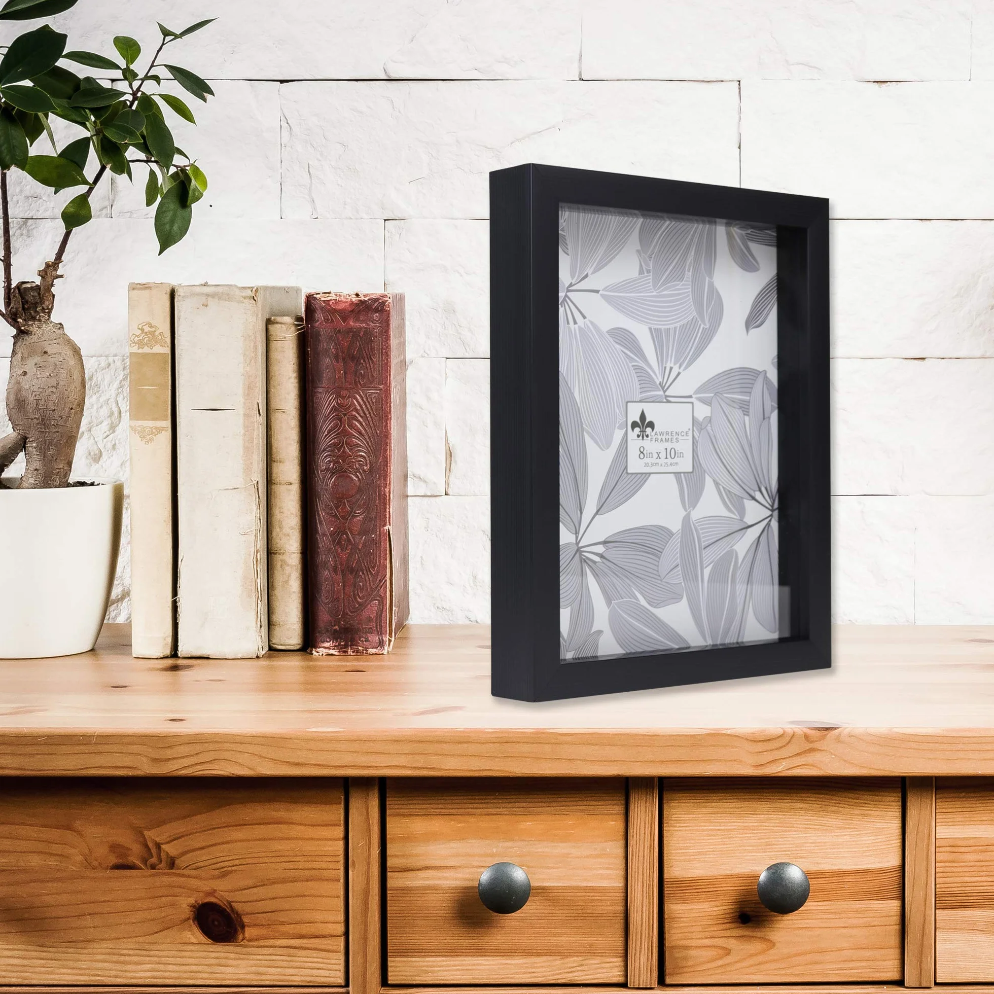 Lawrence Ramki Shadow Box Frame Polistyren, Czarny, 8x10