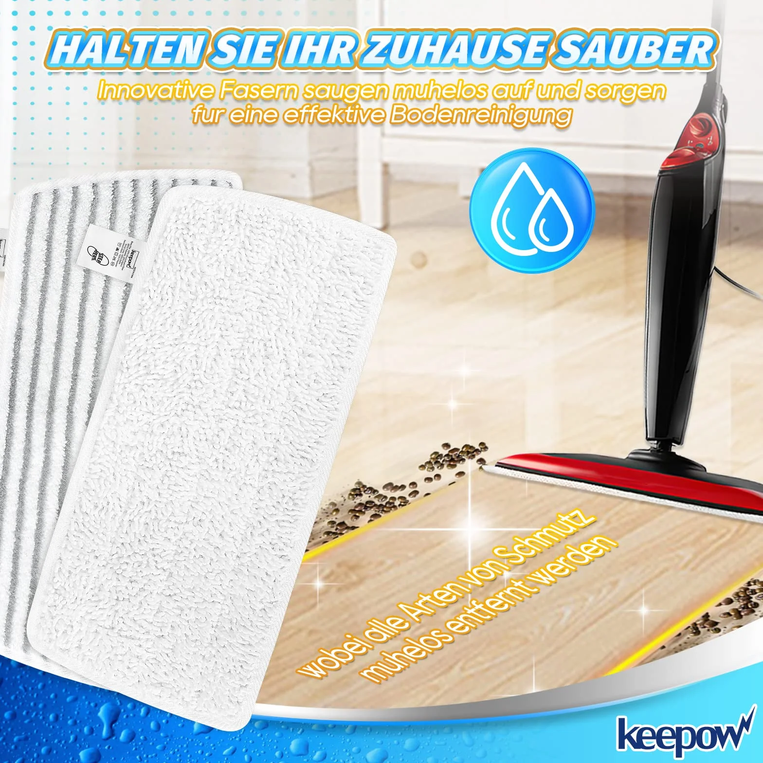 KEEPOW Zestaw 3 szt. do odkurzacza parowego Vileda Plus XXL do odkurzacza parowego Vileda XXL, poszewki zamienne z mikrofibry, do myjki parowej Vileda Steam XXL, 3 sztuki