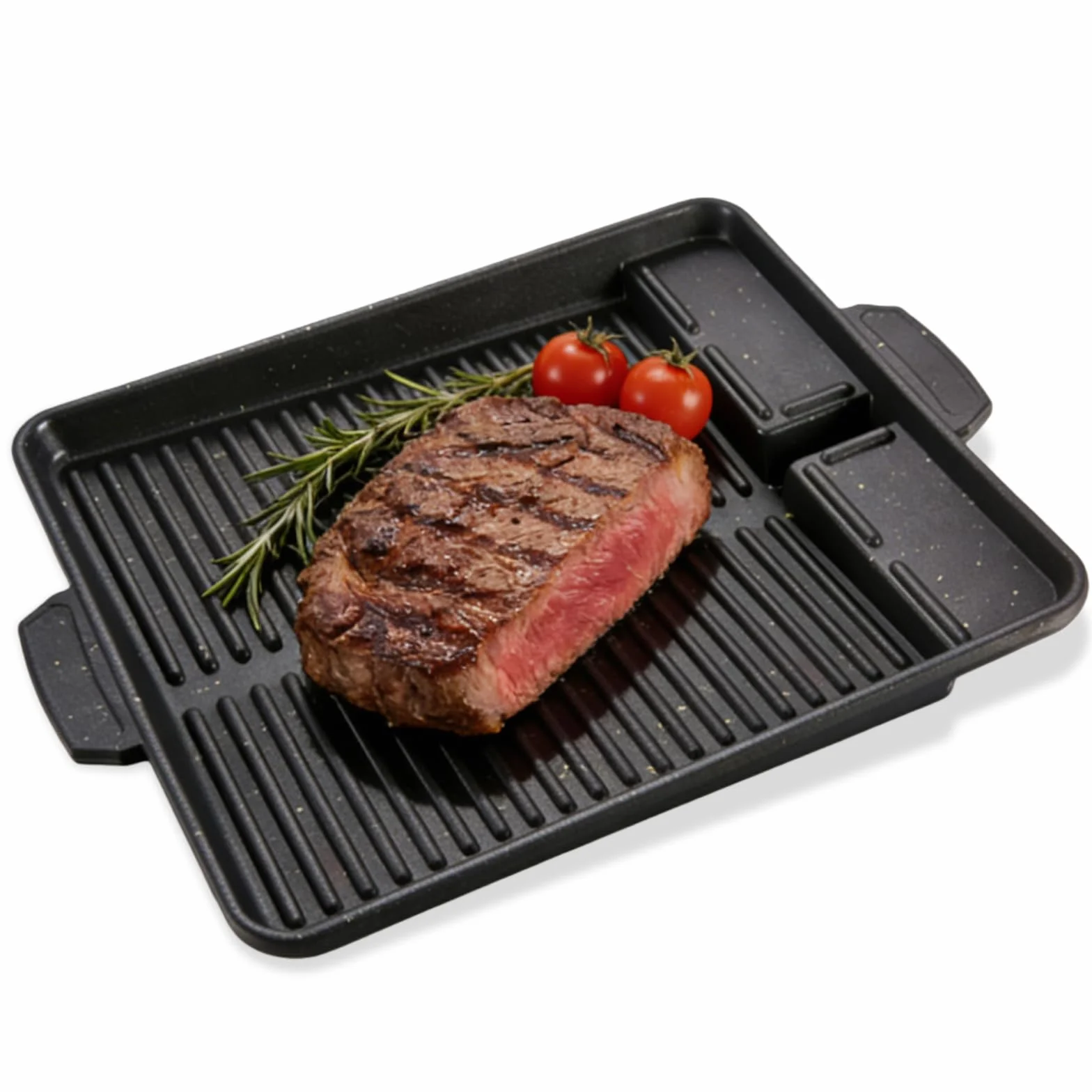 GOMETY Płyta grillowa 32 × 26 cm, z powłoką zapobiegającą przywieraniu, prostokątna patelnia grillowa do kuchenki gazowej i na kemping, odlew aluminiowy, nasadka do grilla gazowego, kuchenki i grilla