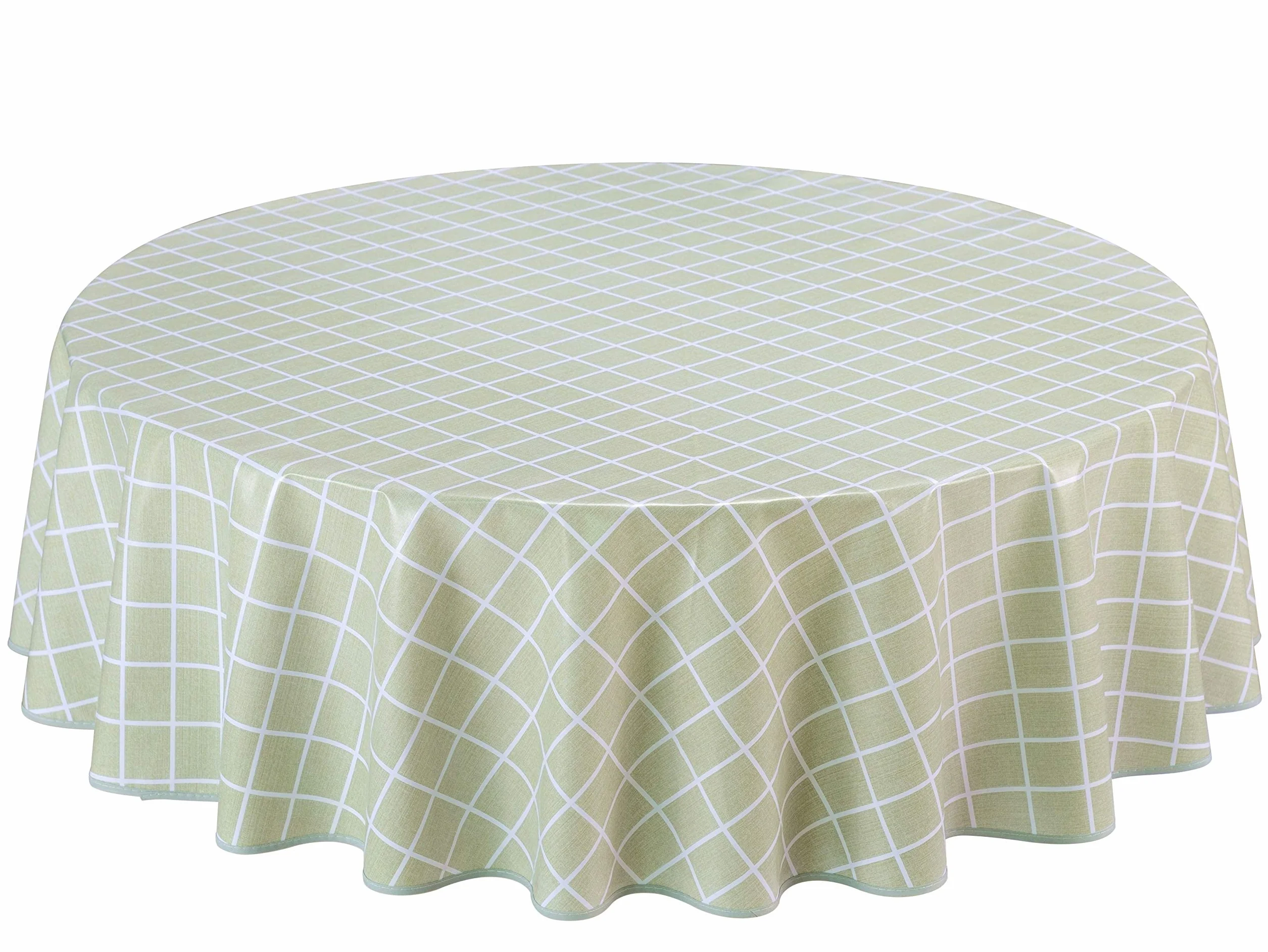 Home Direct Cerata PWC, okrągły obrus, łatwy do czyszczenia, 160 cm, szałwiowa zieleń w kratkę