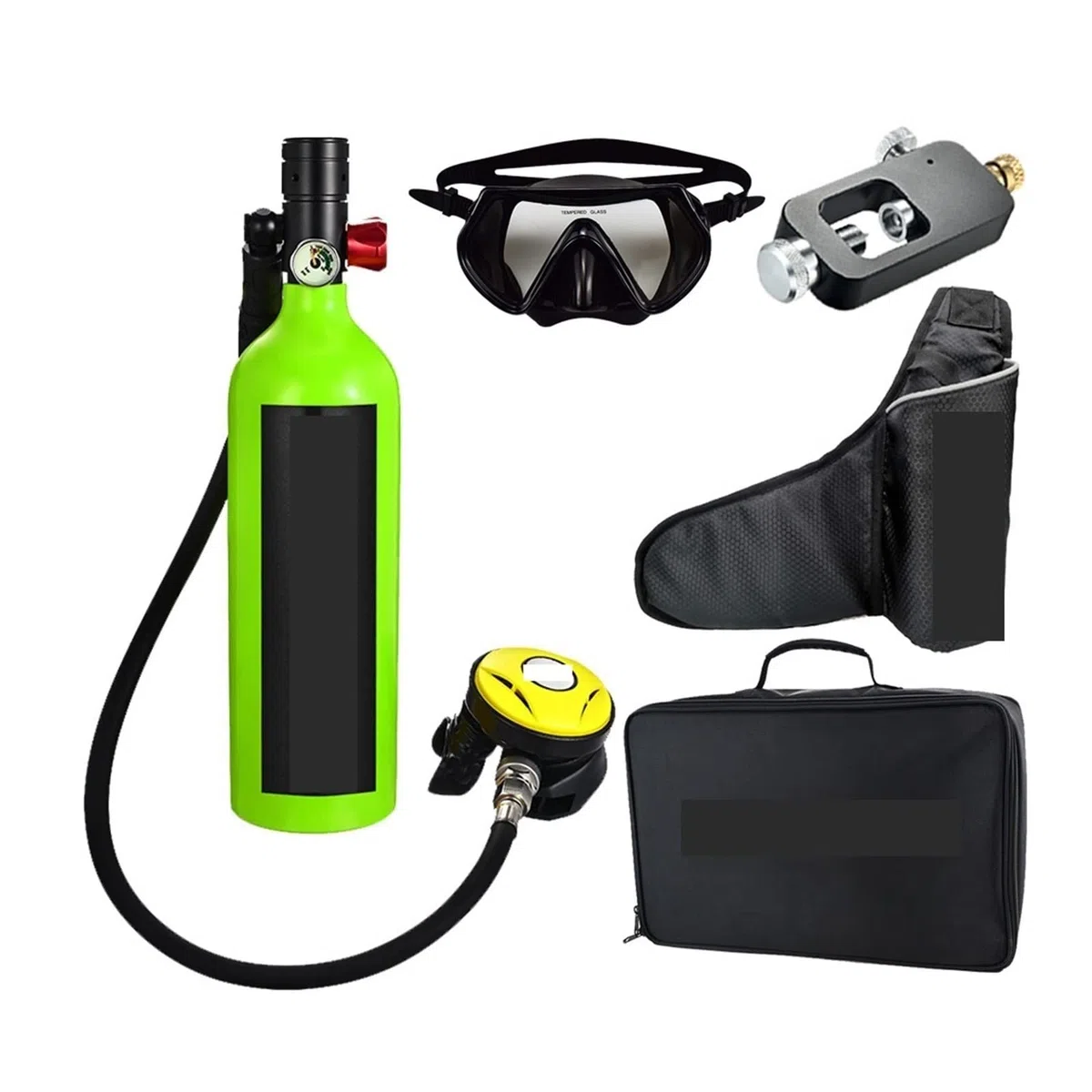 Respirator do nurkowania z butlą tlenową – przenośny sprzęt do nurkowania dla dorosłych, pojemność 1 l, bezpieczny i niezawodny sprzęt rekreacyjny na świeżym powietrzu