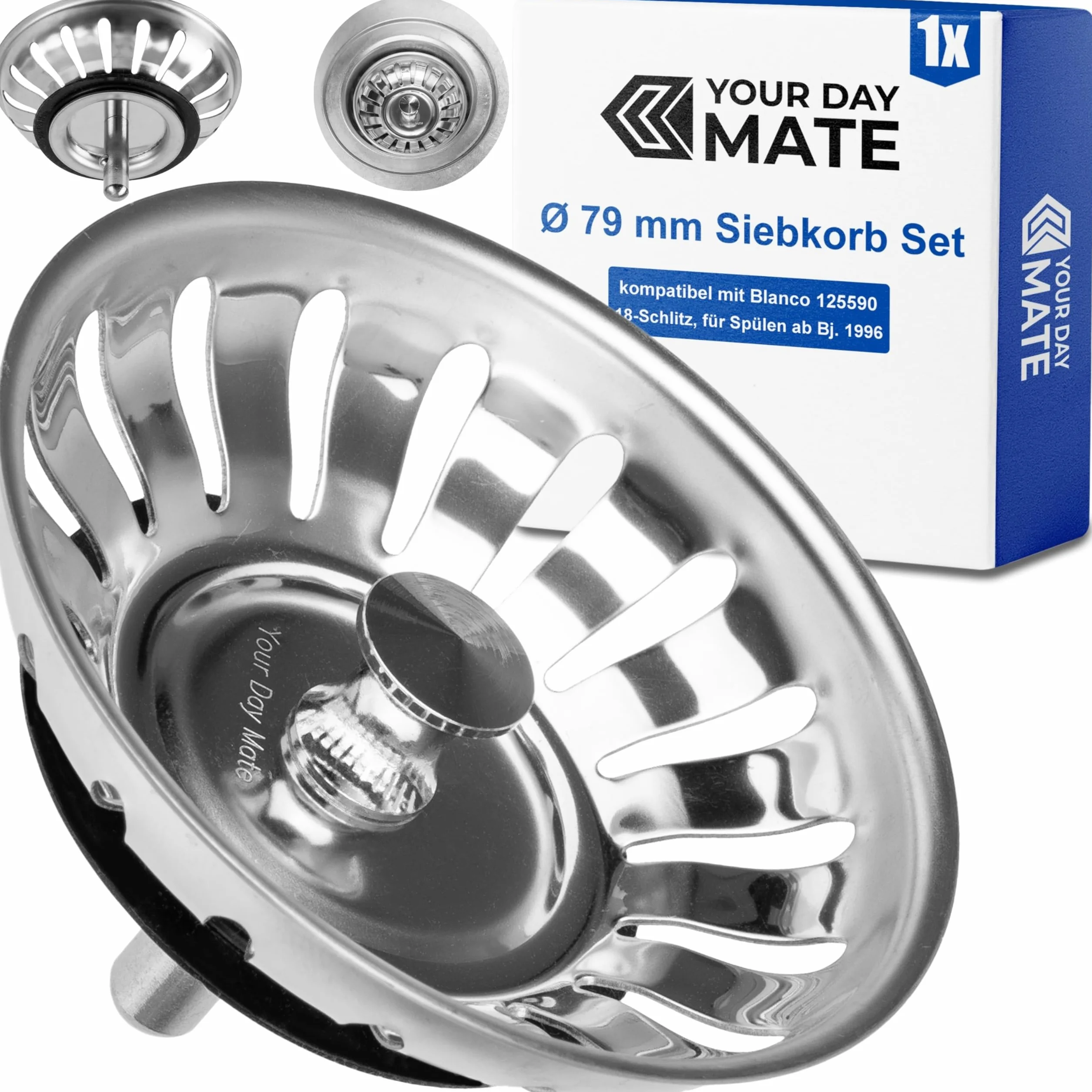 Kosz sitkowy do zlewu kuchennego Ø 79 mm zamiennik 125590 kompatybilny Blanco 3,5" czop 20 mm