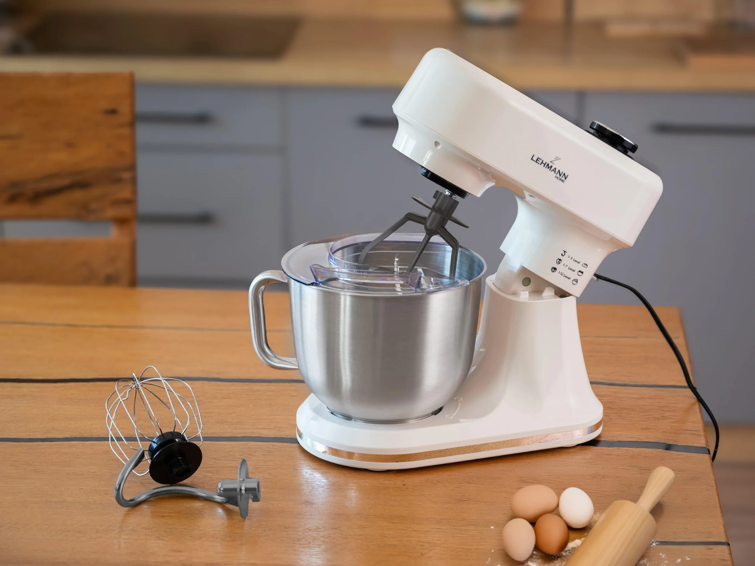 LEHMANN Robot planetarny kuchenny Aristo 1500 W funkcja fermentacji ogrzewania 12 prędkości timer miska 5 l