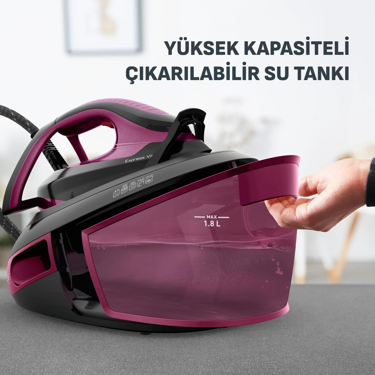 Tefal Express Vision Generator Pary, Fioletowy/Czarny, 1,8 l