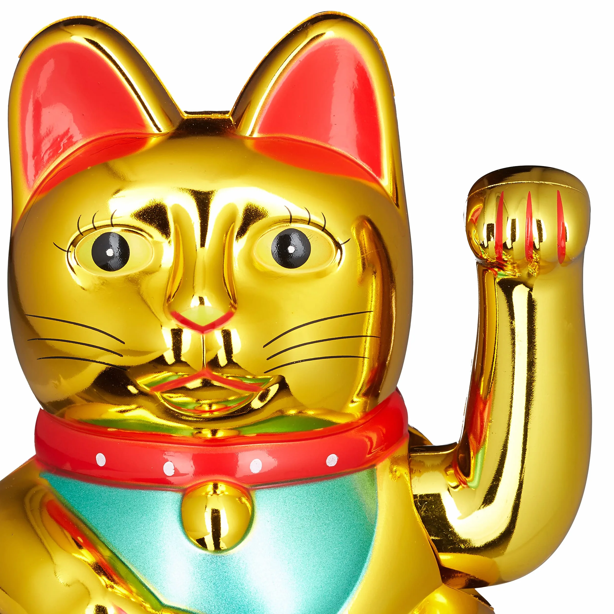 Relaxdays Maneki Neko machający kot przynoszący szczęście, złoty, 8 x 10 x 16 cm