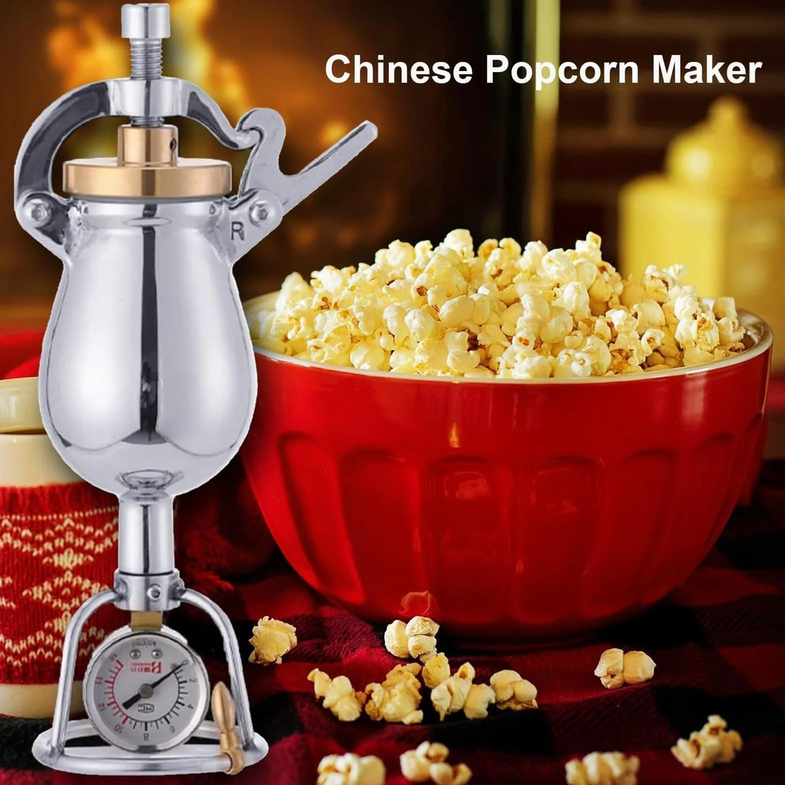 Ręczna maszyna do popcornu ze stali nierdzewnej, mini garnek 500 ml