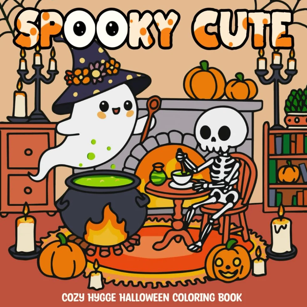 Spooky Cute: Cozy Hygge Halloween Coloring Book for Teens & Adults | Featuring Adorable Creepy Characters for Relaxation and Stress Relief