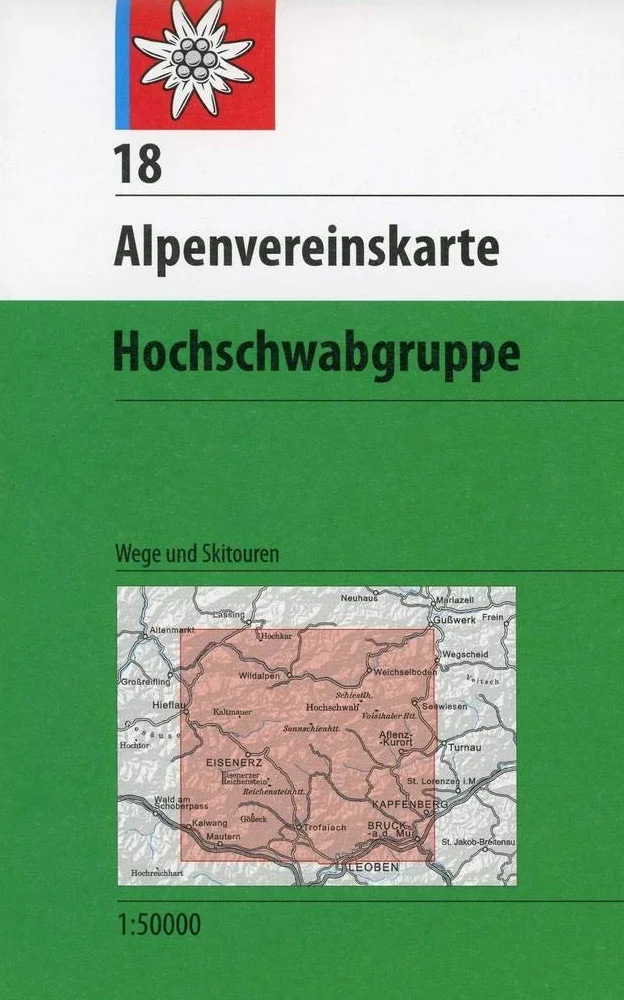 DAV Alpenvereinskarte 18 Hochschwabgruppe 1 : 50 000: Wege und Skitouren - Topographische Karte: Topographische Karte 1:50.000 mit Wegmarkierungen und Skirouten