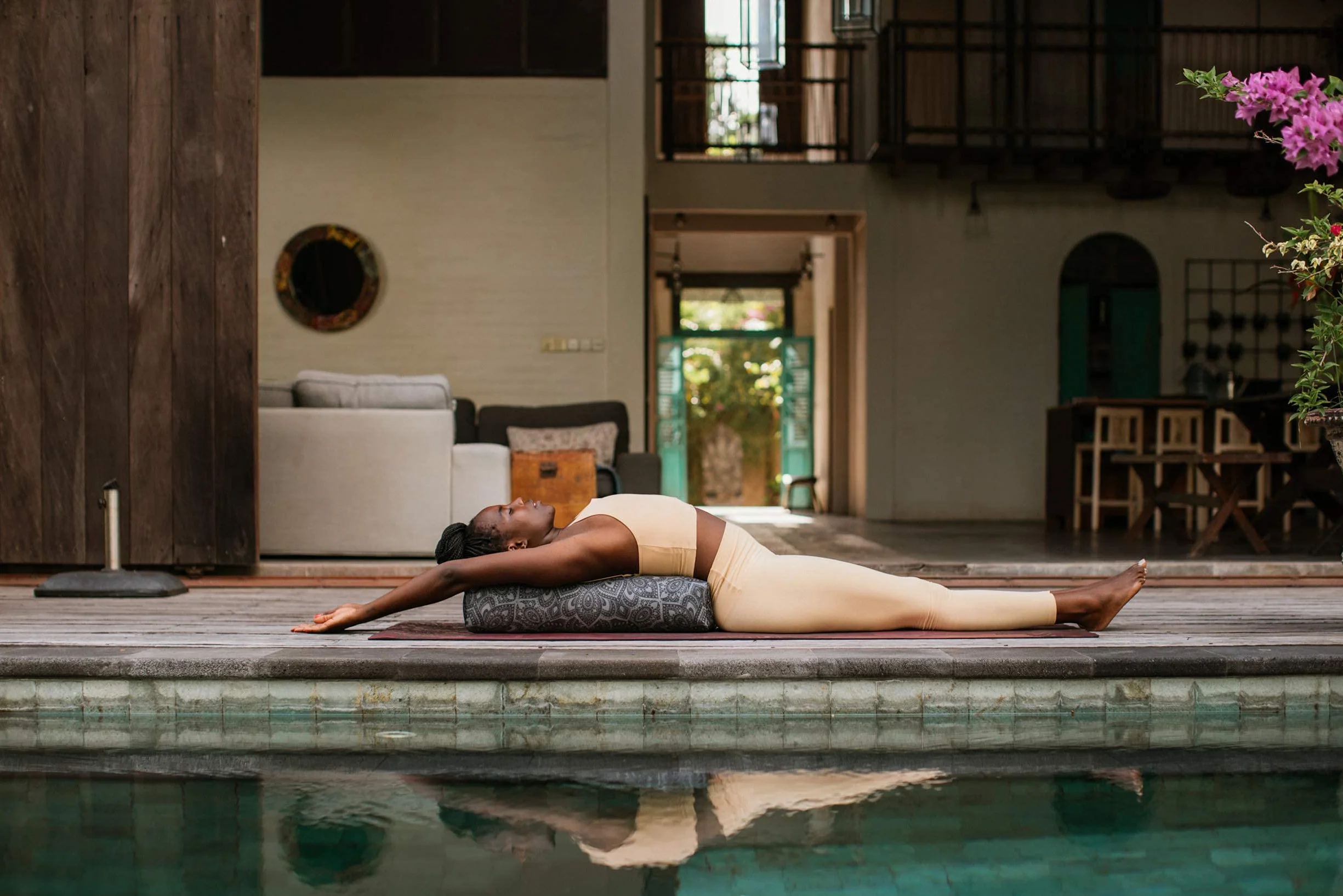 Yoga Design Lab Yoga Bolster Poduszka do Jogi z Mikrofibry z Recyklingu Naturalna Bawełna Wypełnienie Piankowe