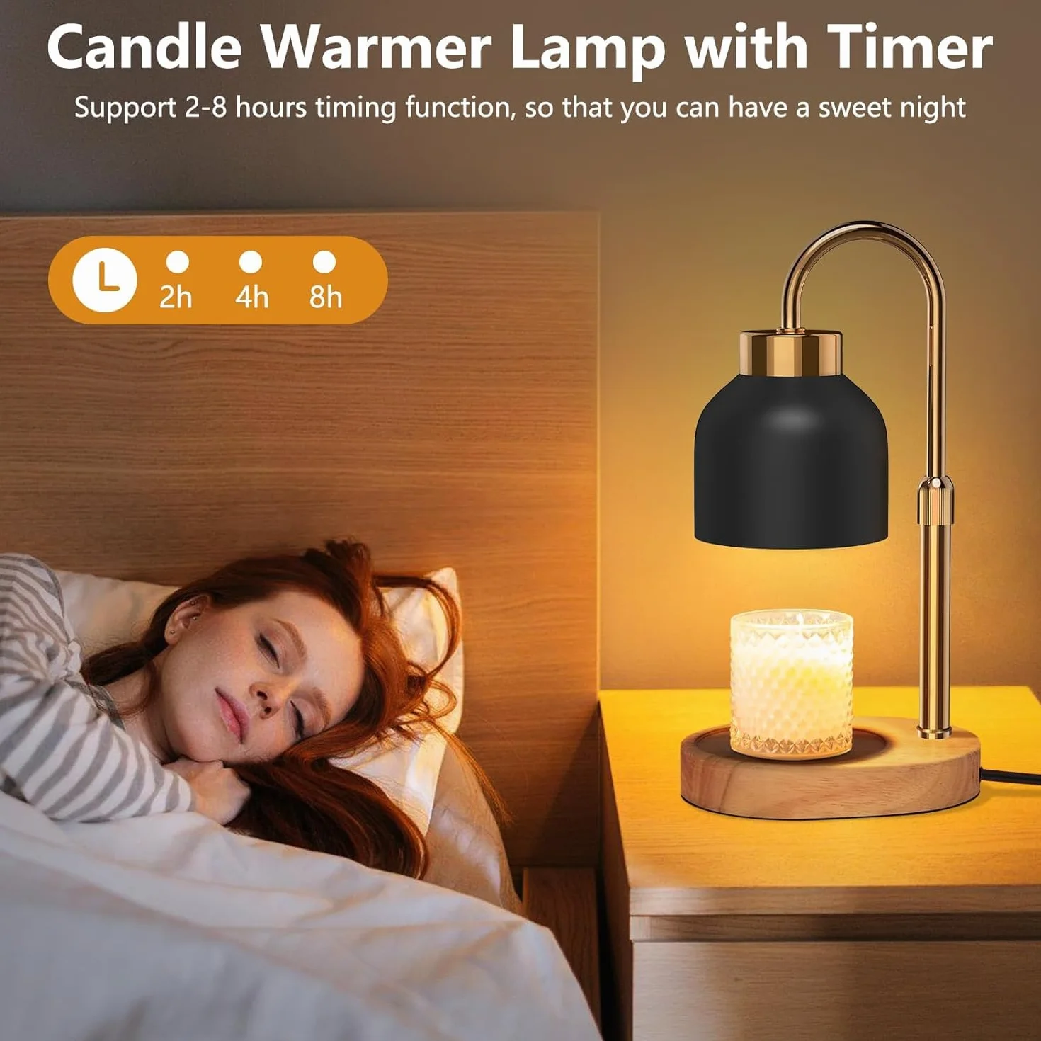 Podgrzewacz do świec z timerem i regulatorem, lampa grzewcza do świec, świeca Warmer Lamp - regulowana wysokość, 4 poziomy światła (prezent dla niego/niej)