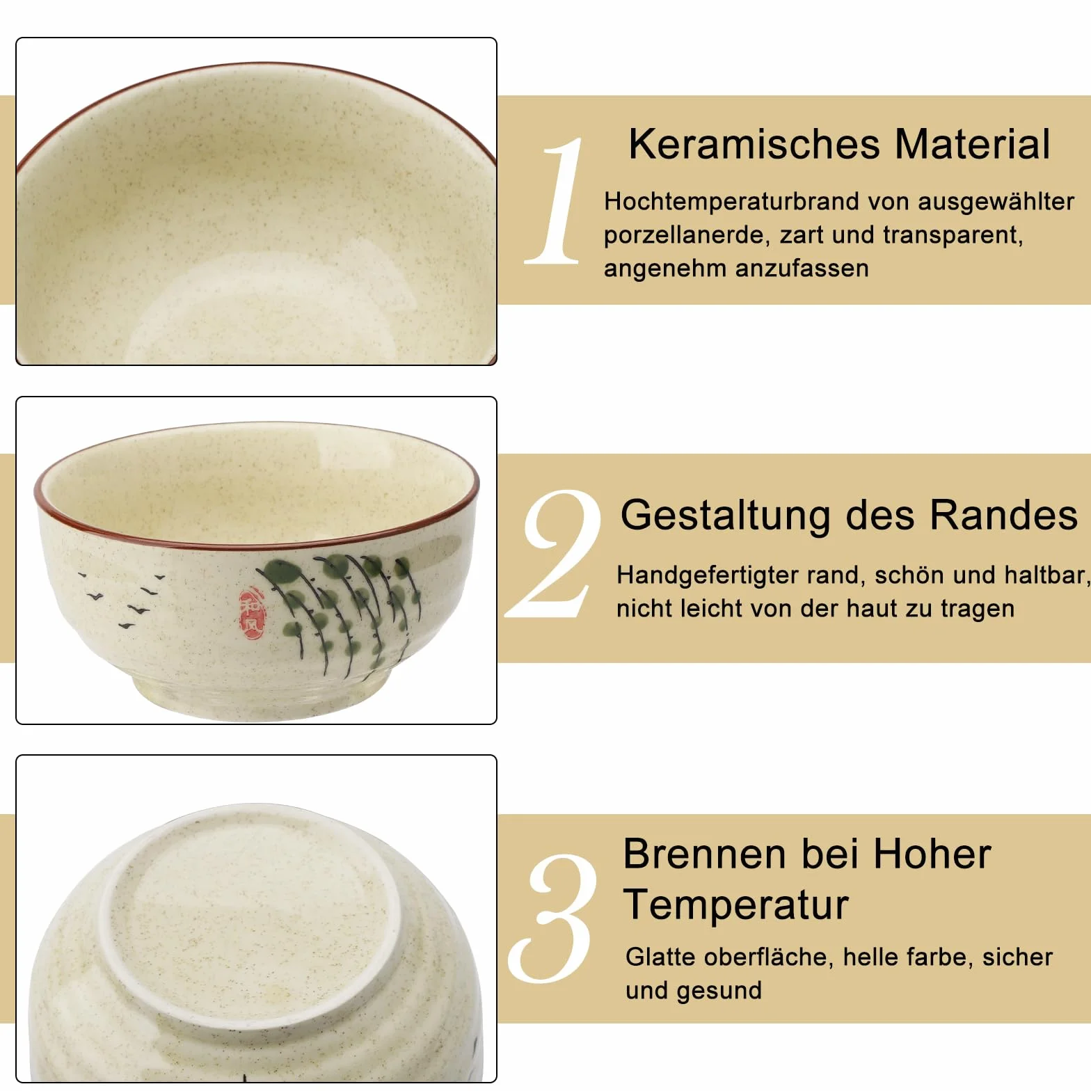 APOMOONS Ceramiczna miska do ramenu 580 ml z pałeczkami i łyżeczkami, japońska porcelanowa miska do zupy
