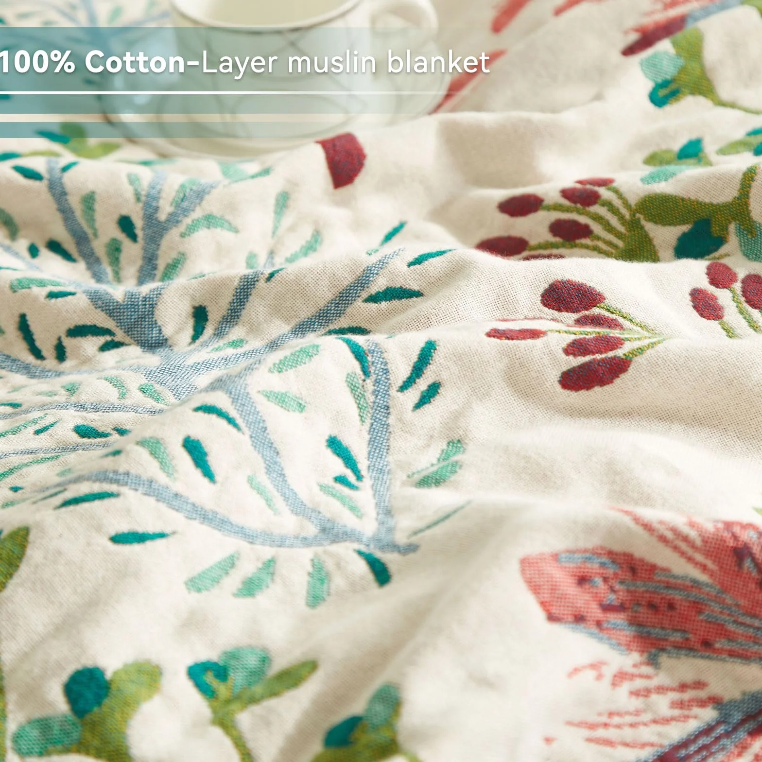 Bailix koc boho 100% bawełna 230 x 250 cm muślin frędzle dwustronny patchwork Zielony Beżowy