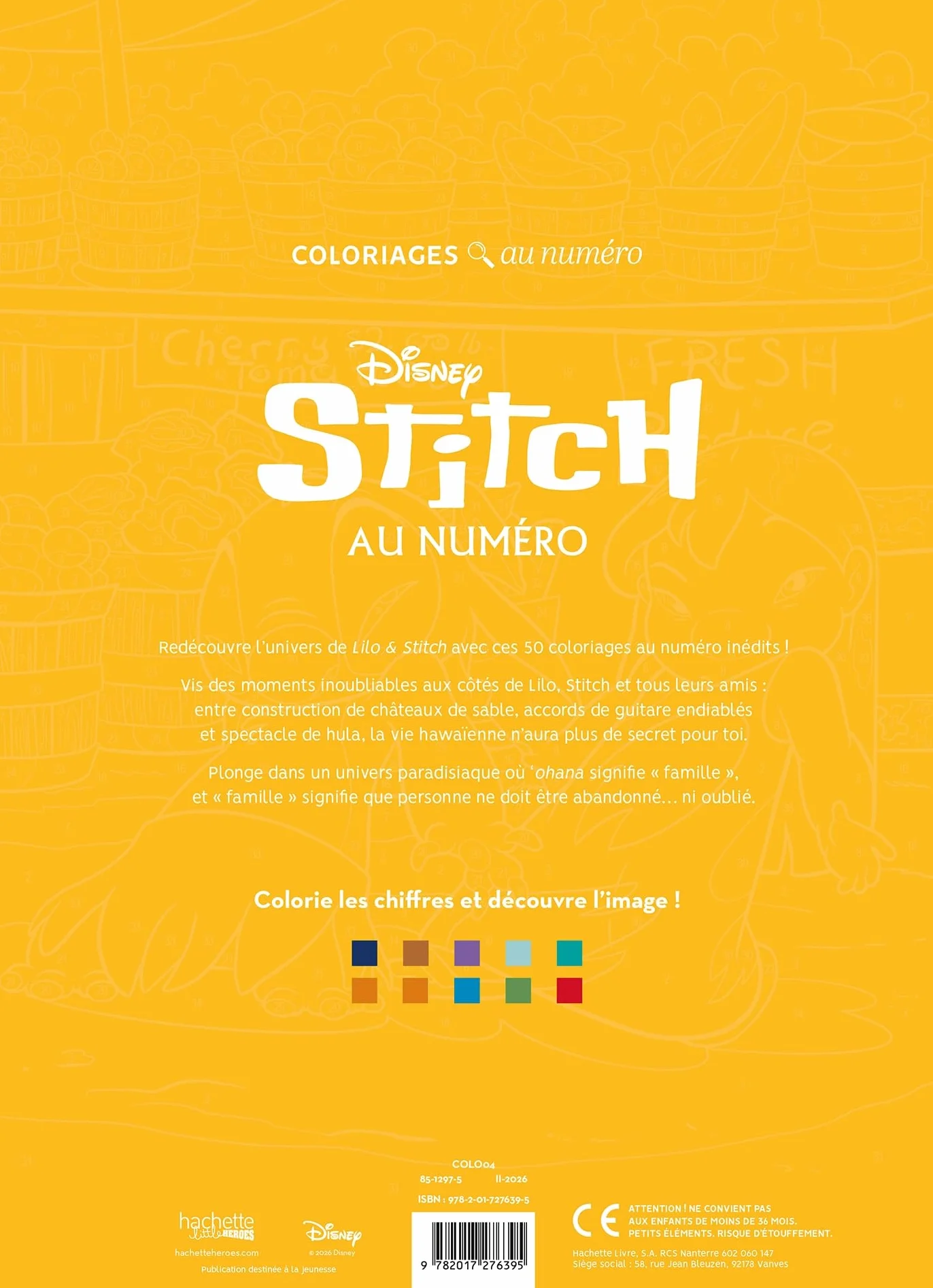 Coloriages au numéro - Stitch: Colorie les chiffres et découvre l'image
