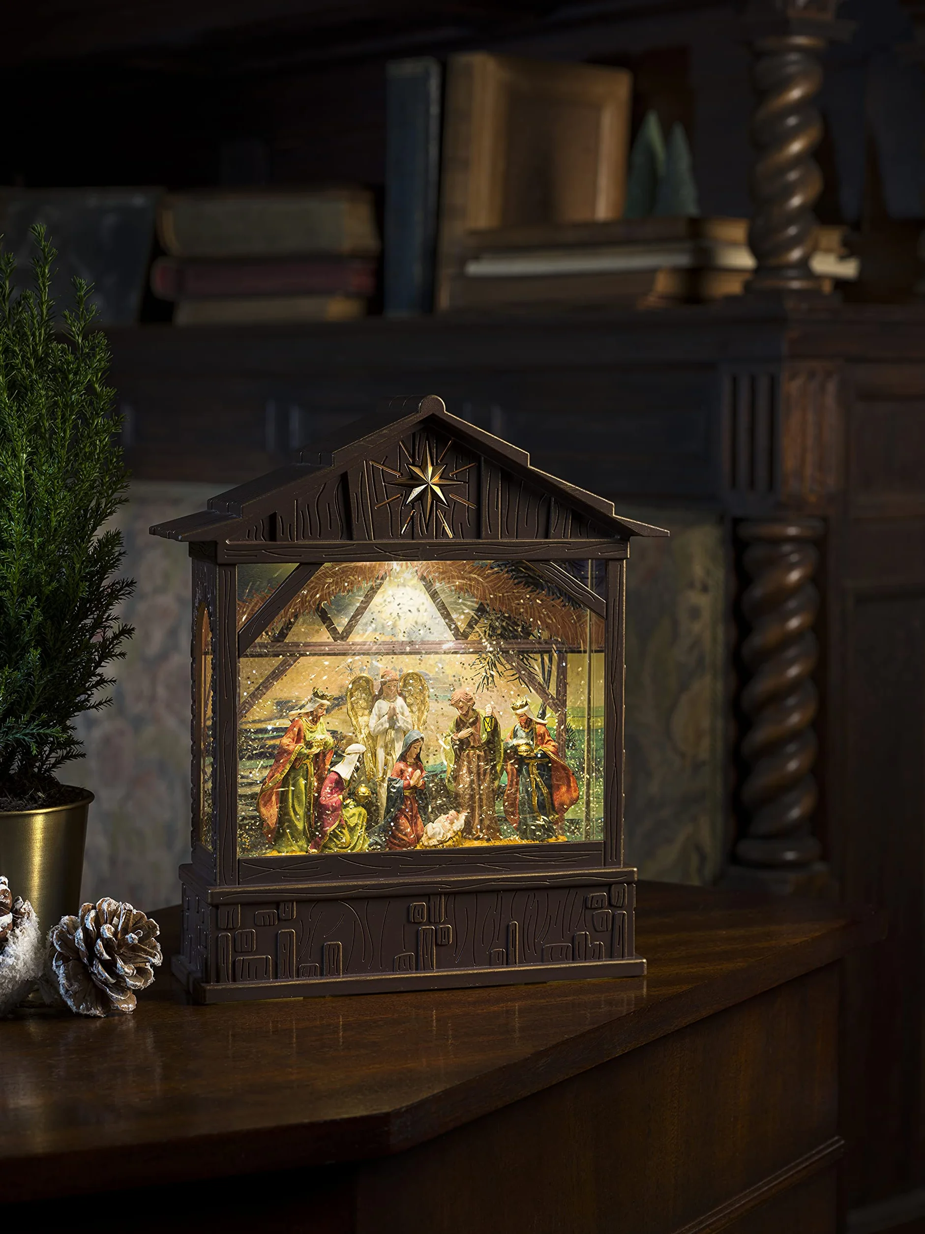 Konstsmide LED Snow Globe Boże Narodzenie szopka bożonarodzeniowa wypełniona wodą/dekoracje świąteczne wewnętrzne światła bateryjne/timer/zasilanie bateryjne: 3xC 1,5 V (z wyłączeniem) lub USB