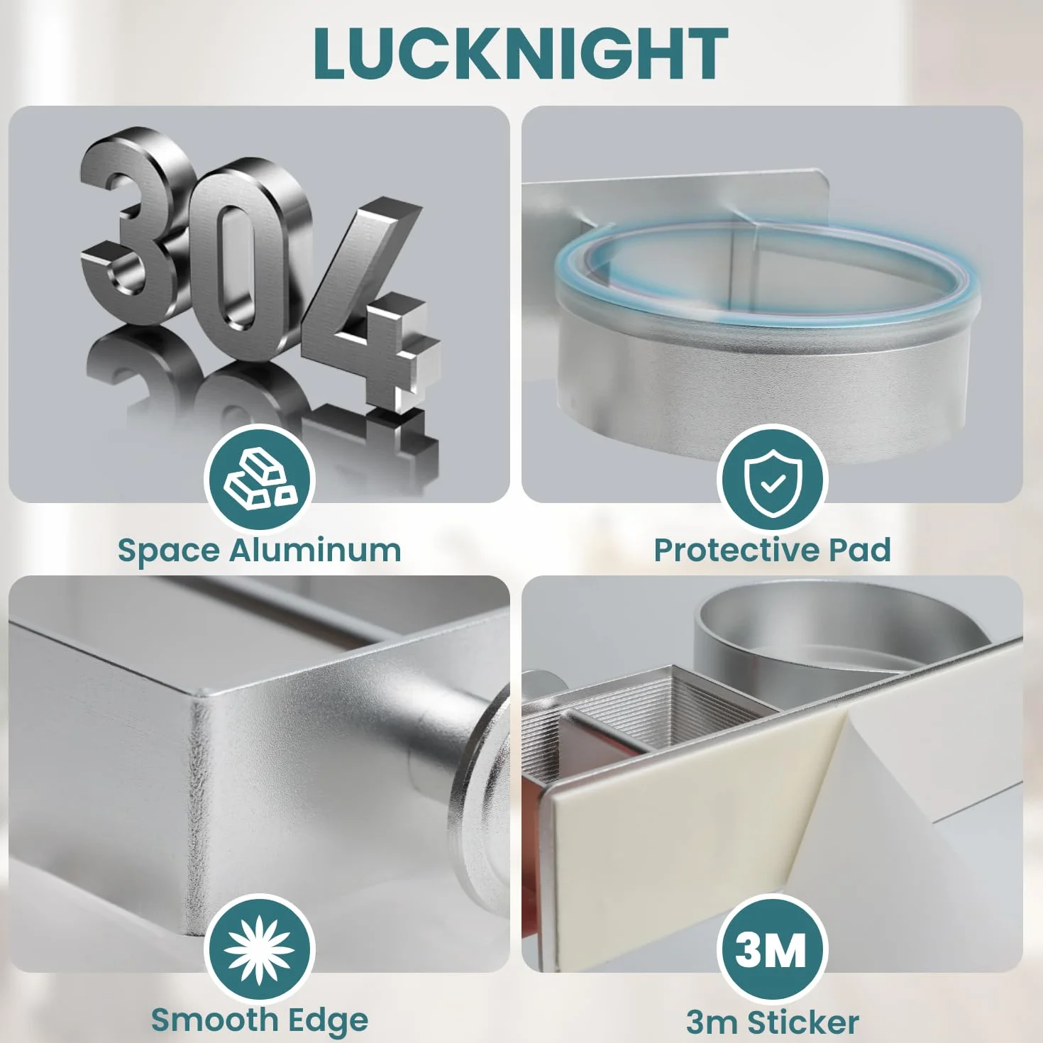 Uchwyt na suszarkę do włosów aluminiowy do łazienki, salonu fryzjerskiego, hotelu