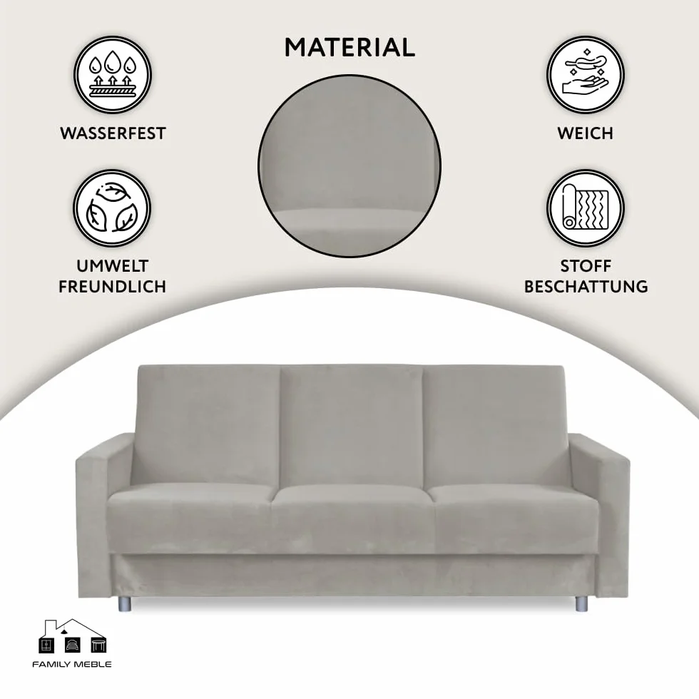 sofa, model Alicja, sofa z funkcją spania, tapczan, sofa z funkcją spania z skrzynią na pościel, sofa do salonu, wygodna do relaksu, elegancki design, do salonu, sypialni, New Velo 107