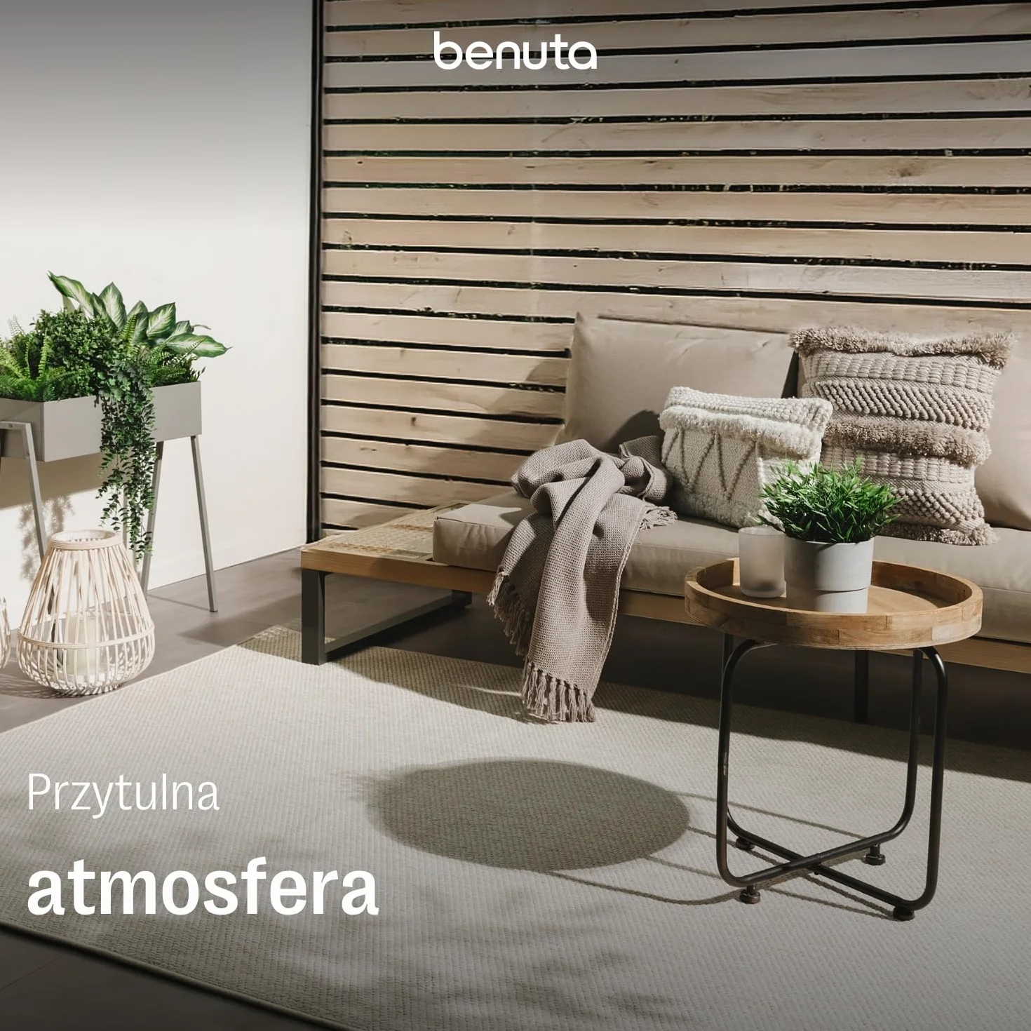 benuta Basic Dywan In & Outdoor Iowa - Kremowy 160x230 cm - Boho juta - Wodoodporny UV balkon, taras, ogród, kuchnia, salon - Trwały