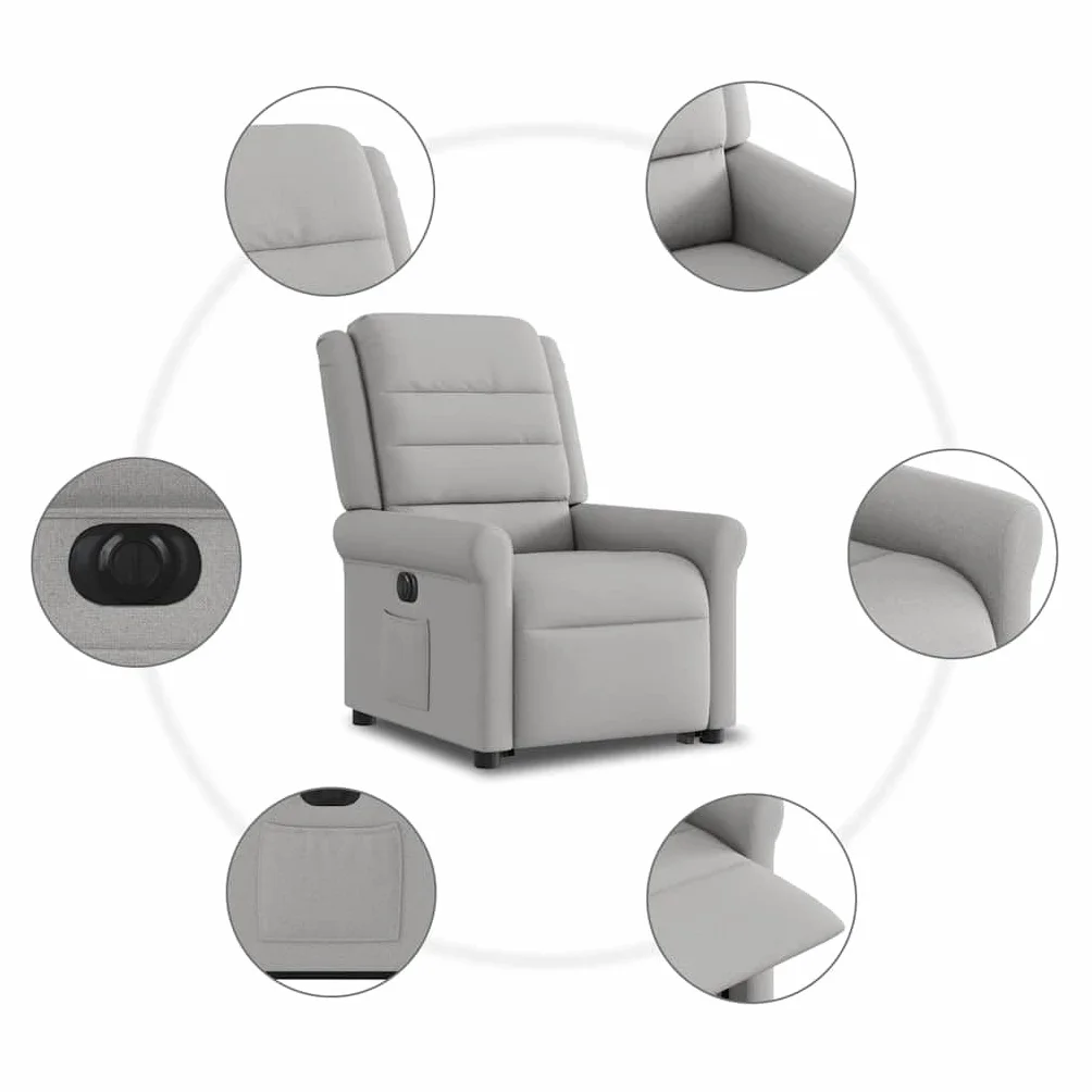 vidaXL Elektryczny Podnoszony Fotel Masujący Rozkładany Szary dla Seniora